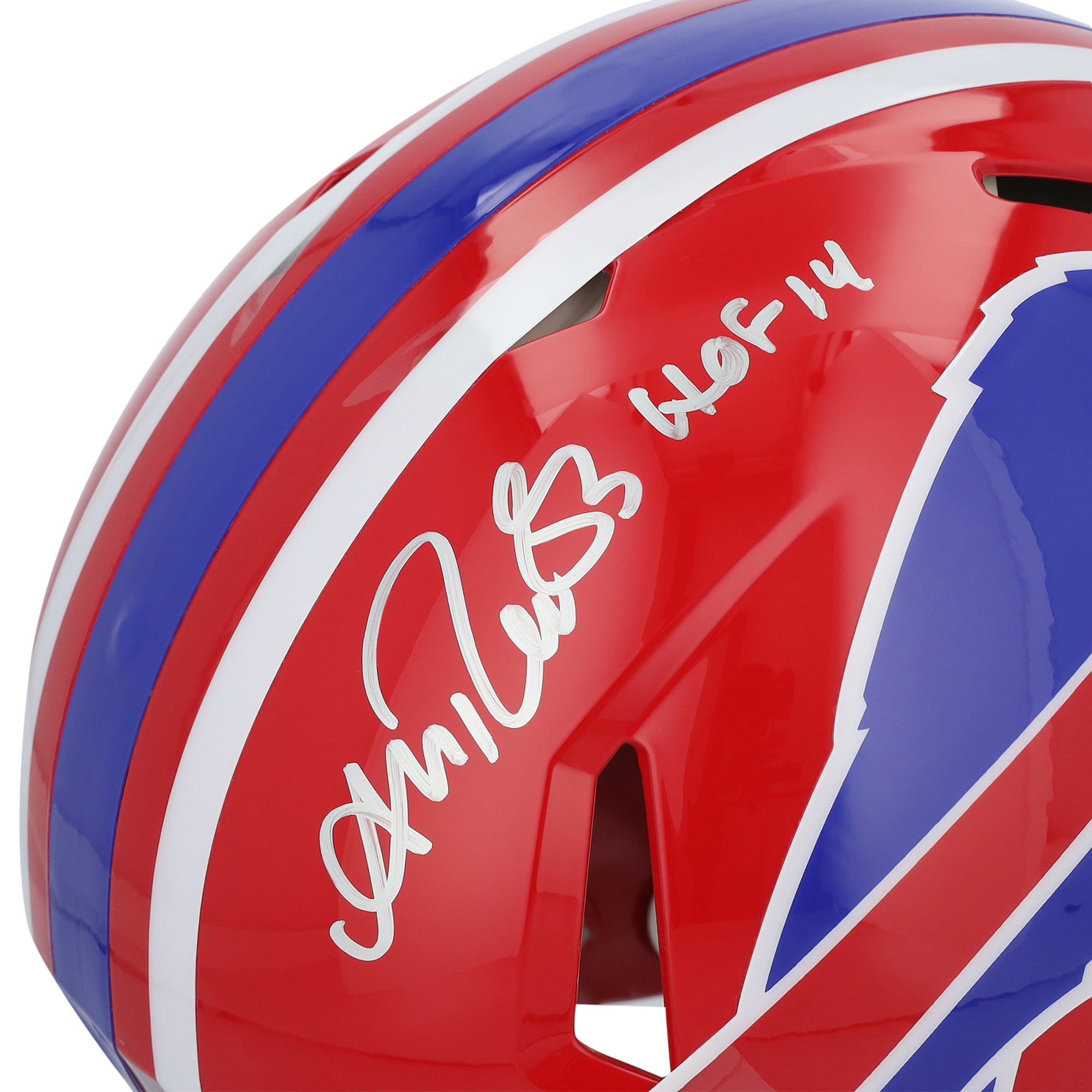 Casque Riddell Speed ​​Authentic rétro 1987-2001 autographié par Andre Reed des Buffalo Bills avec inscription « HOF 14 »