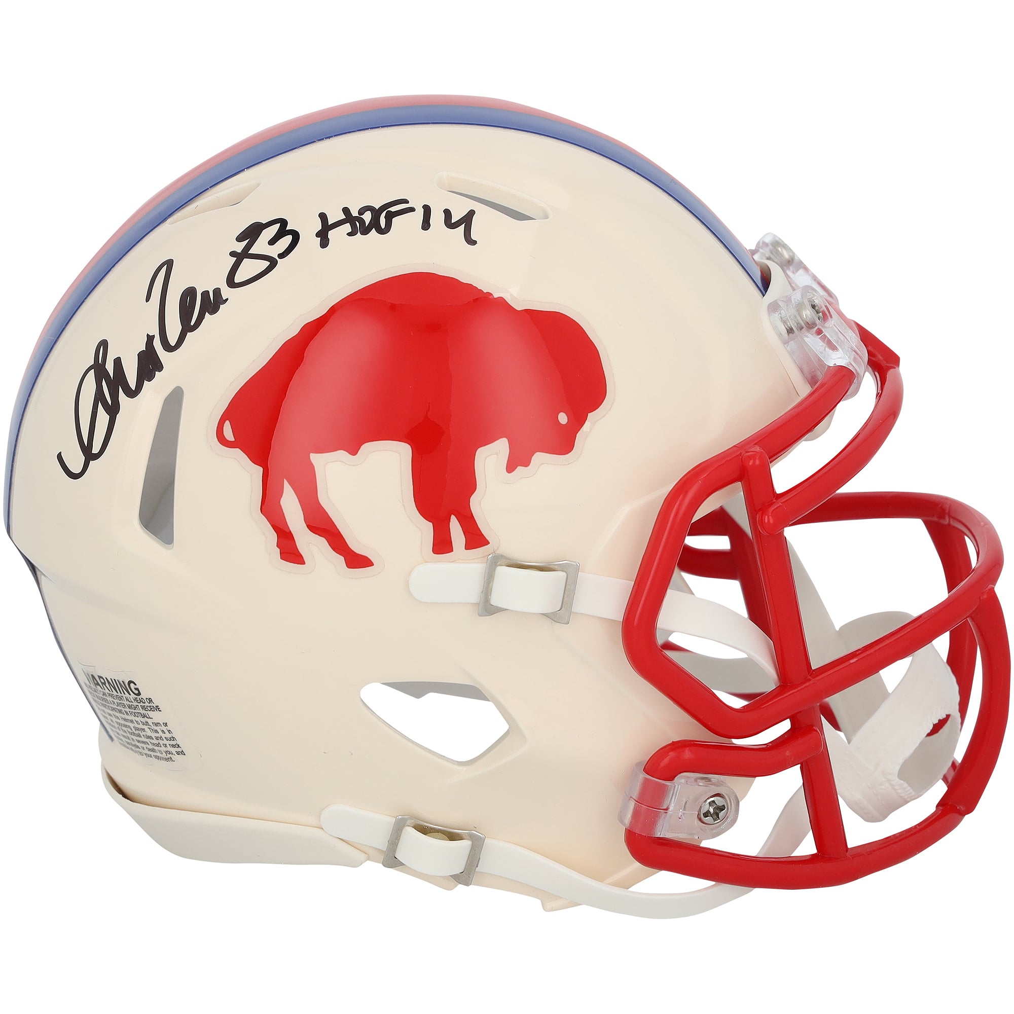 Casque miniature rétro Riddell Speed ​​autographié par Andre Reed des Buffalo Bills avec inscription « HOF 14 »