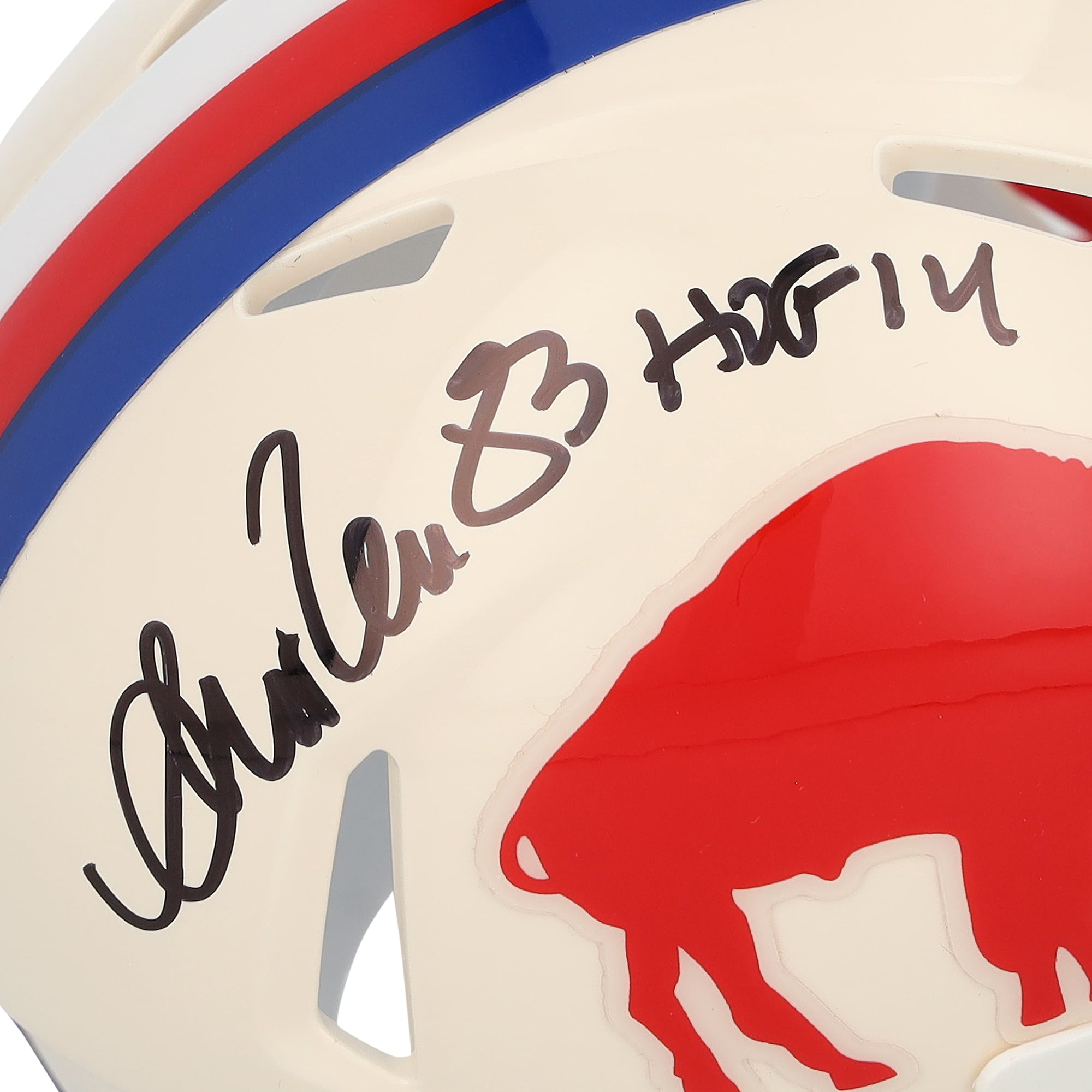 Casque miniature rétro Riddell Speed ​​autographié par Andre Reed des Buffalo Bills avec inscription « HOF 14 »