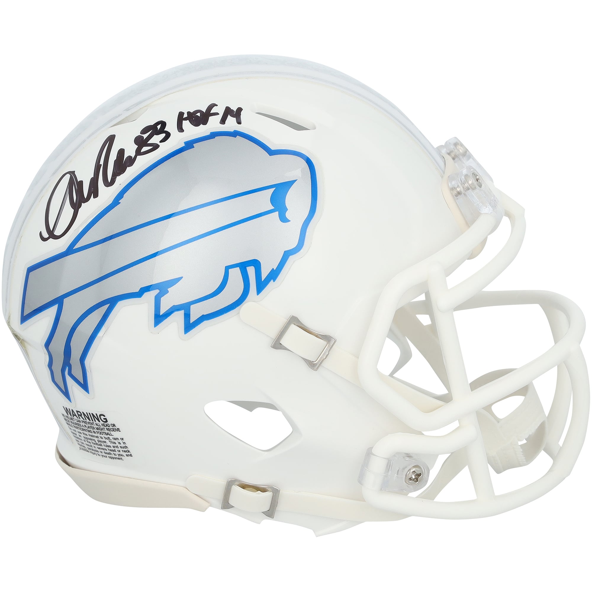 Mini-casque Riddell Rivalry Speed ​​autographié par Andre Reed des Buffalo Bills avec inscription « HOF 14 »