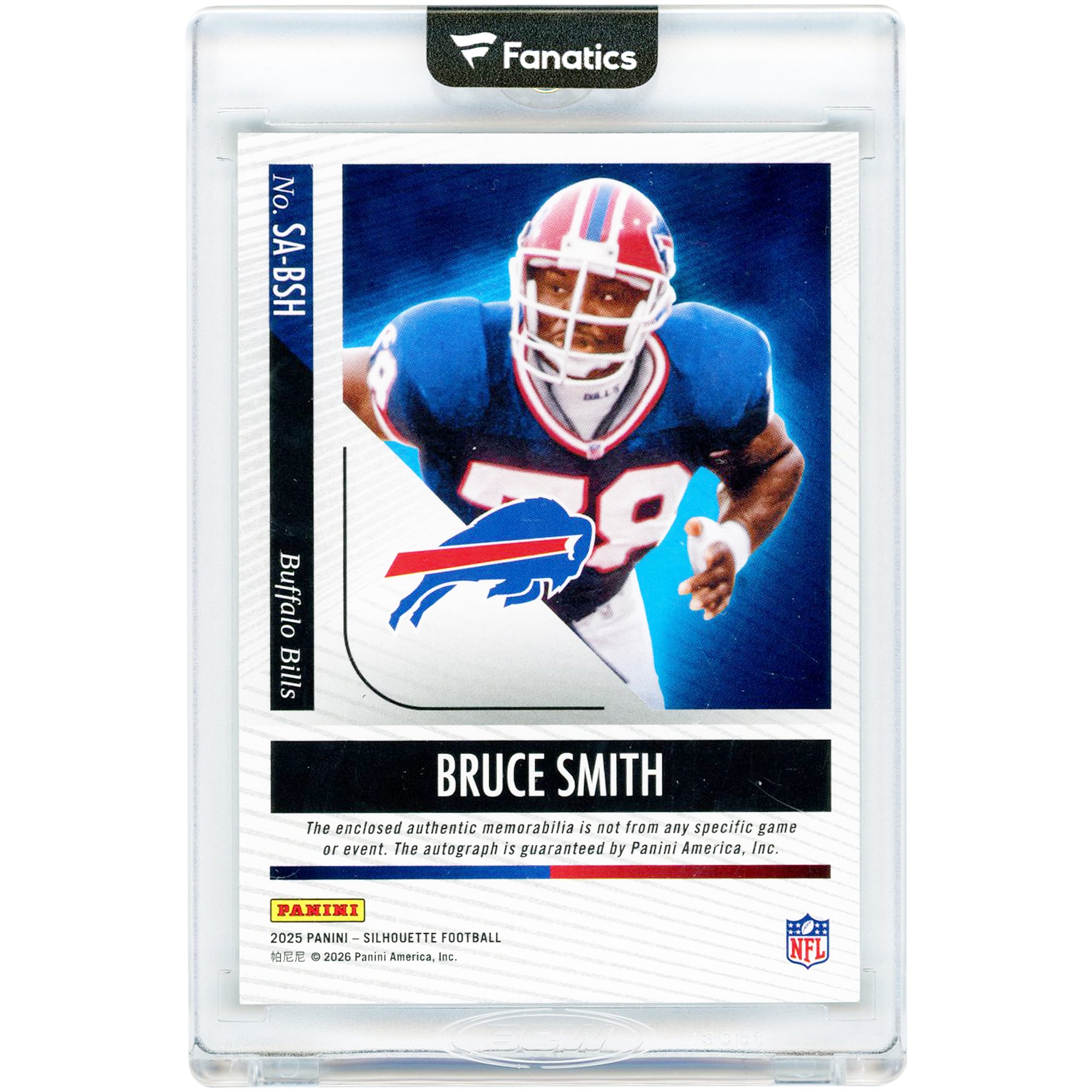 Carte autographiée de Bruce Smith (Buffalo Bills) 2025 Panini Silhouette Silver #SA-BSH # 11