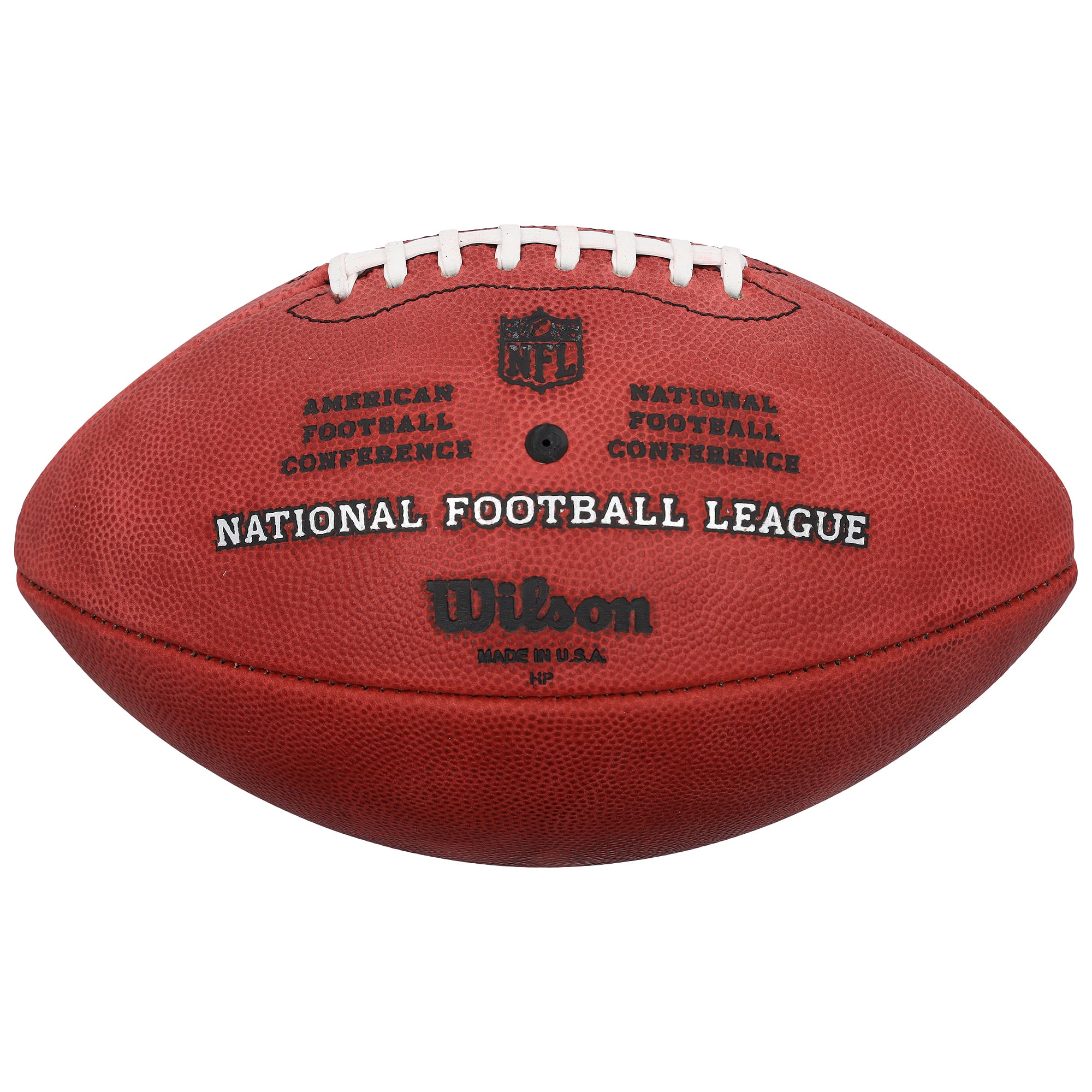 Ballon de football américain Duke en couleurs, autographié par Bruce Smith des Buffalo Bills, avec inscription « Meilleur sackeur de tous les temps ».