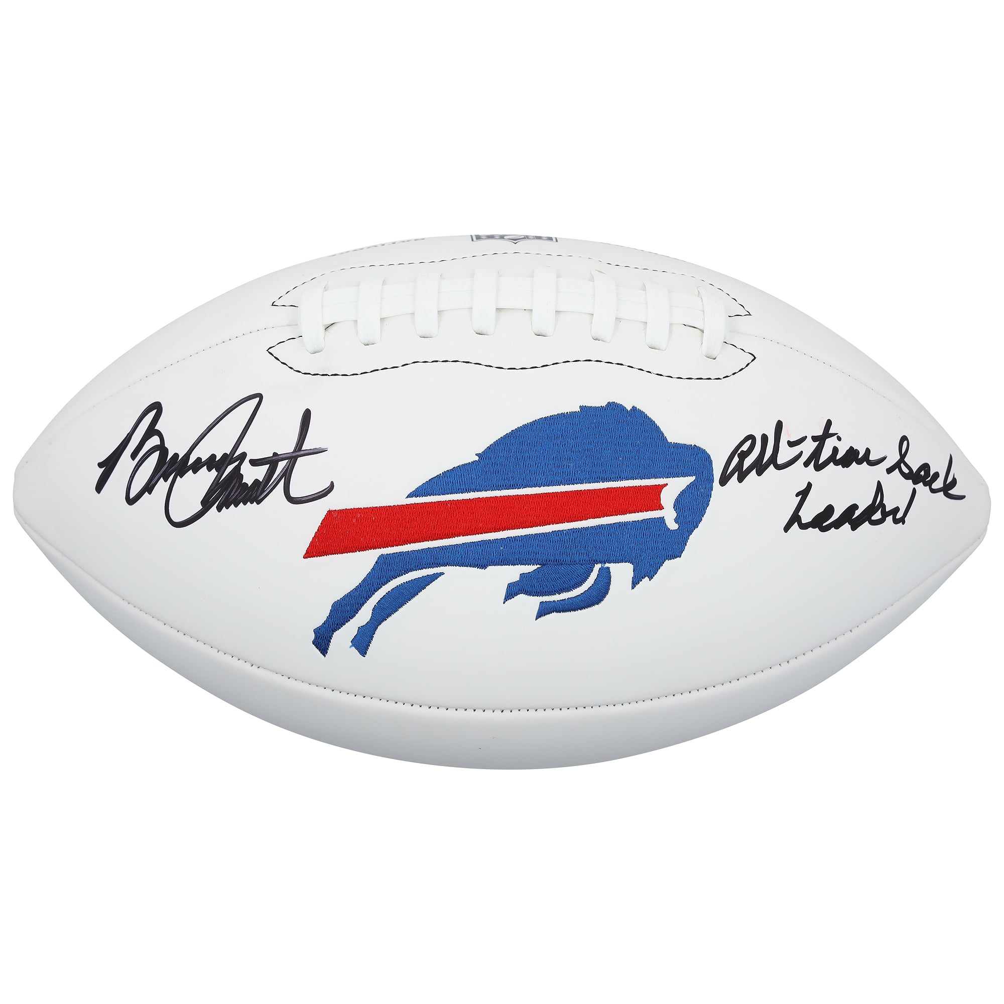 Bruce Smith Buffalo Bills Autographed Wilson White Panel Football with "All-Time Sack Leader" Inscription