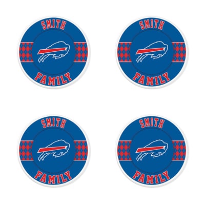 Buffalo Bills 4" Personalized Circular Coasters 4-Pack Set