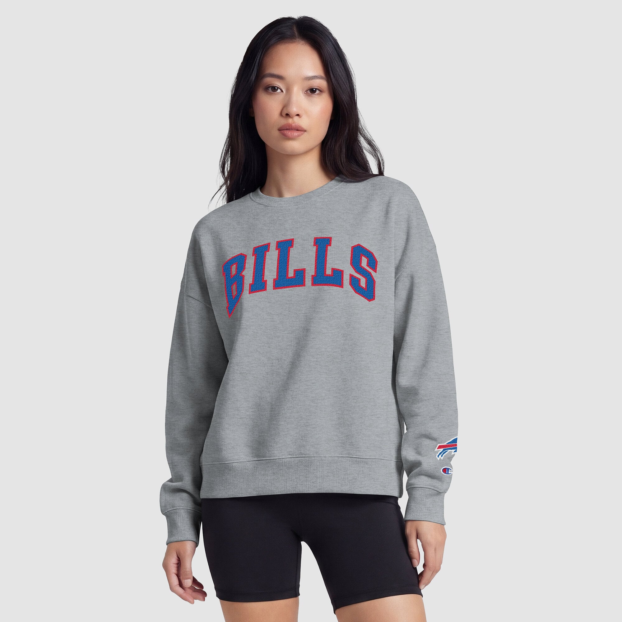 Sweat-shirt Buffalo Bills Champion pour femme, doublure contrastée - Gris chiné