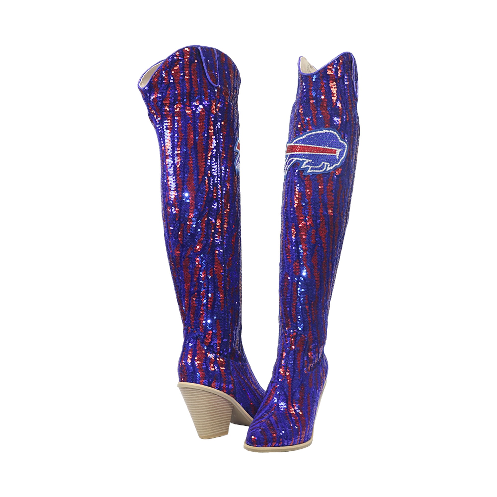 FABGATING by Cuce  Buffalo Bills Over-the-Knee Two-Tone Sequin Boots