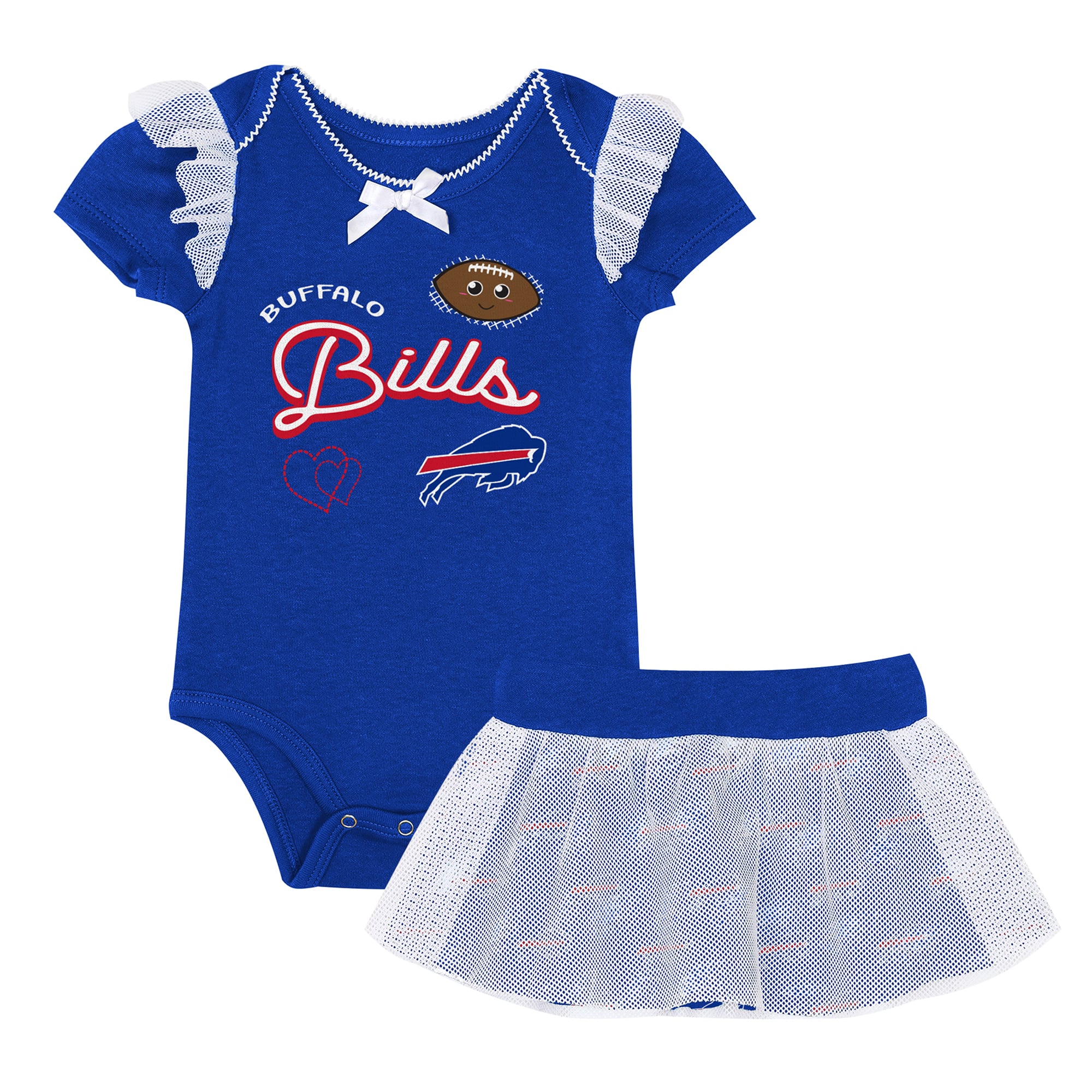 Ensemble body et jupe imprimé cœurs fondus Royal Buffalo Bills pour bébé fille Outerstuff