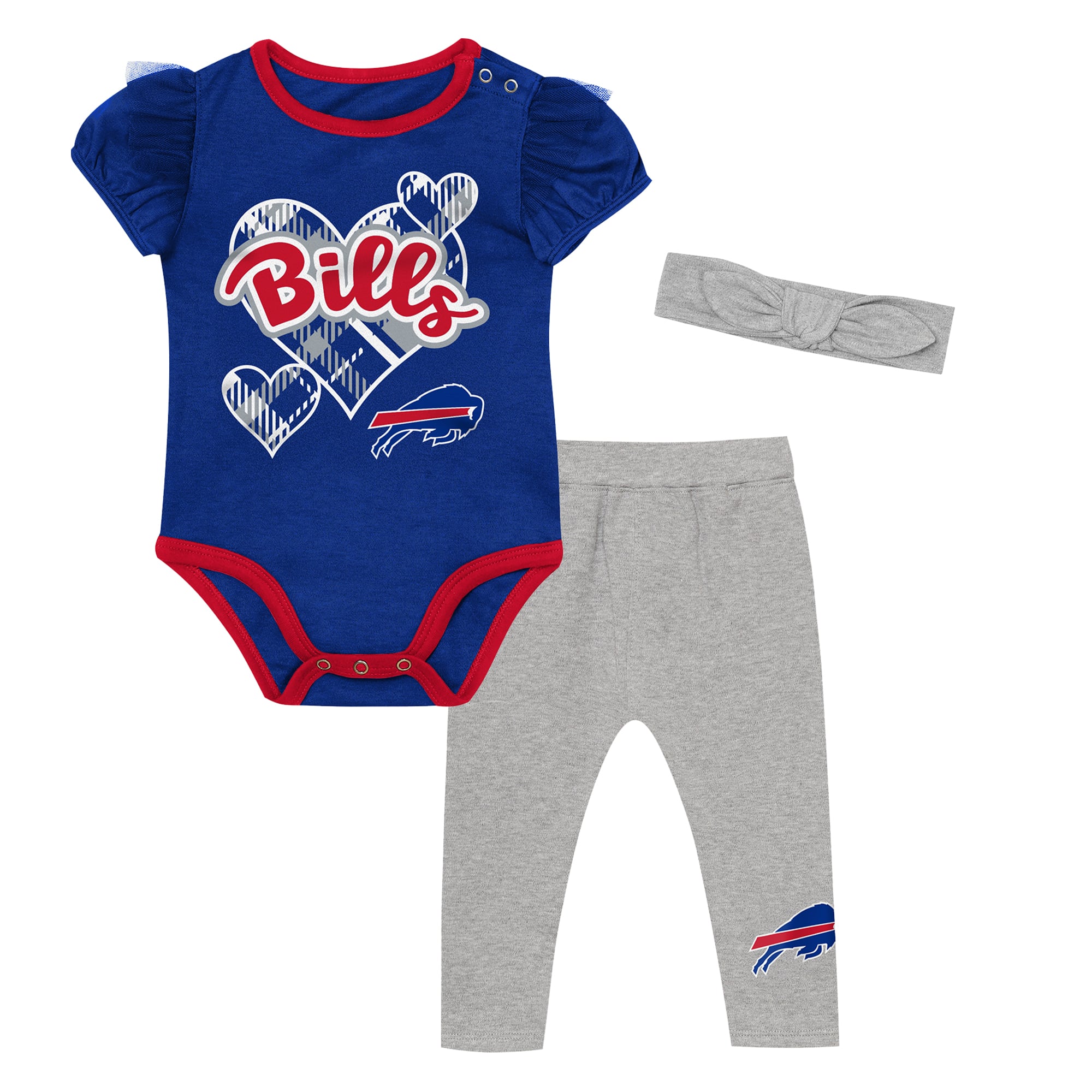 Girls Infant Outerstuff Royal Buffalo Bills Three-Piece Fumble Fairy Bodysuit, Pants & Headband Set