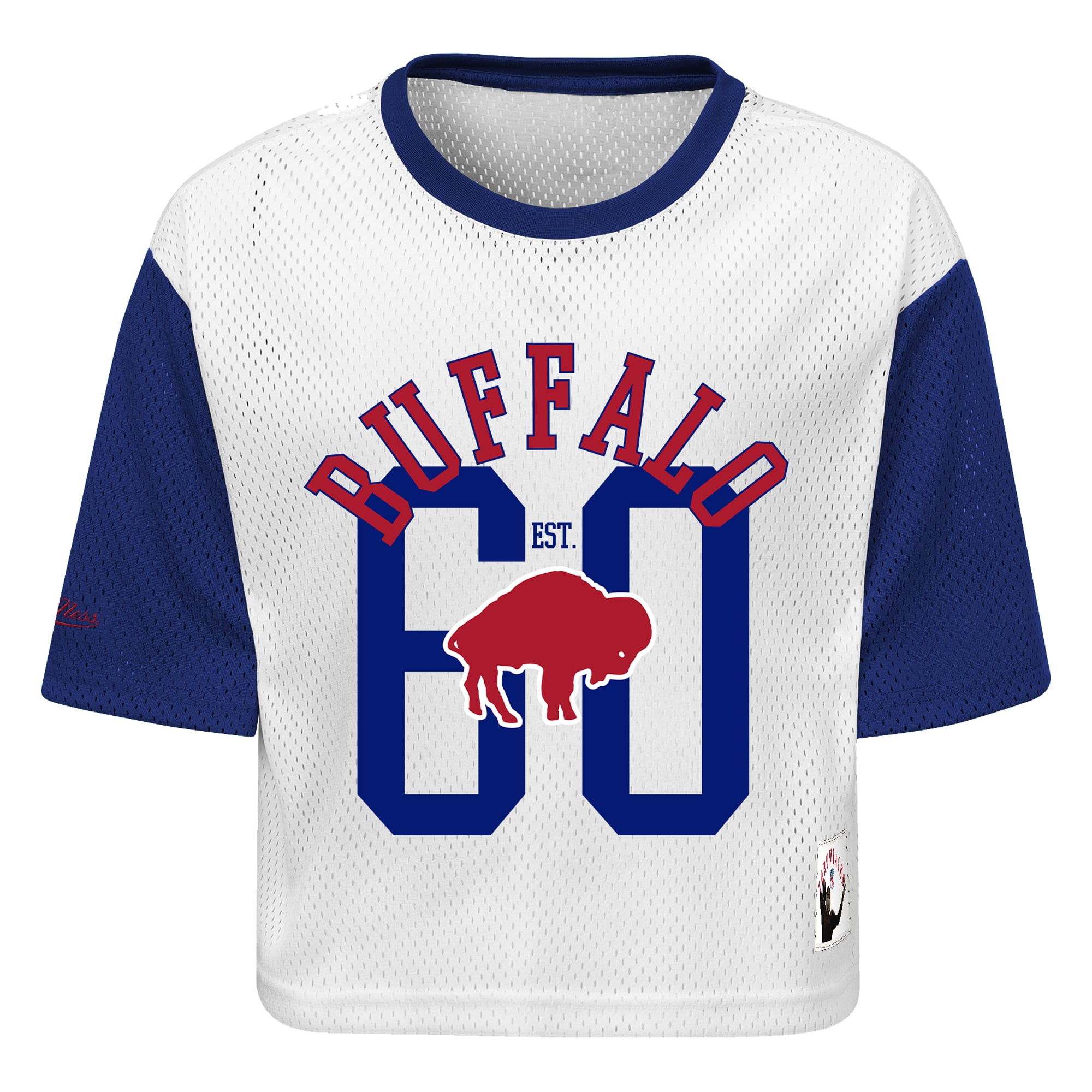 T-shirt court à manches courtes Mitchell & Ness pour filles, motif Buffalo Bills, blanc, les jours de match.