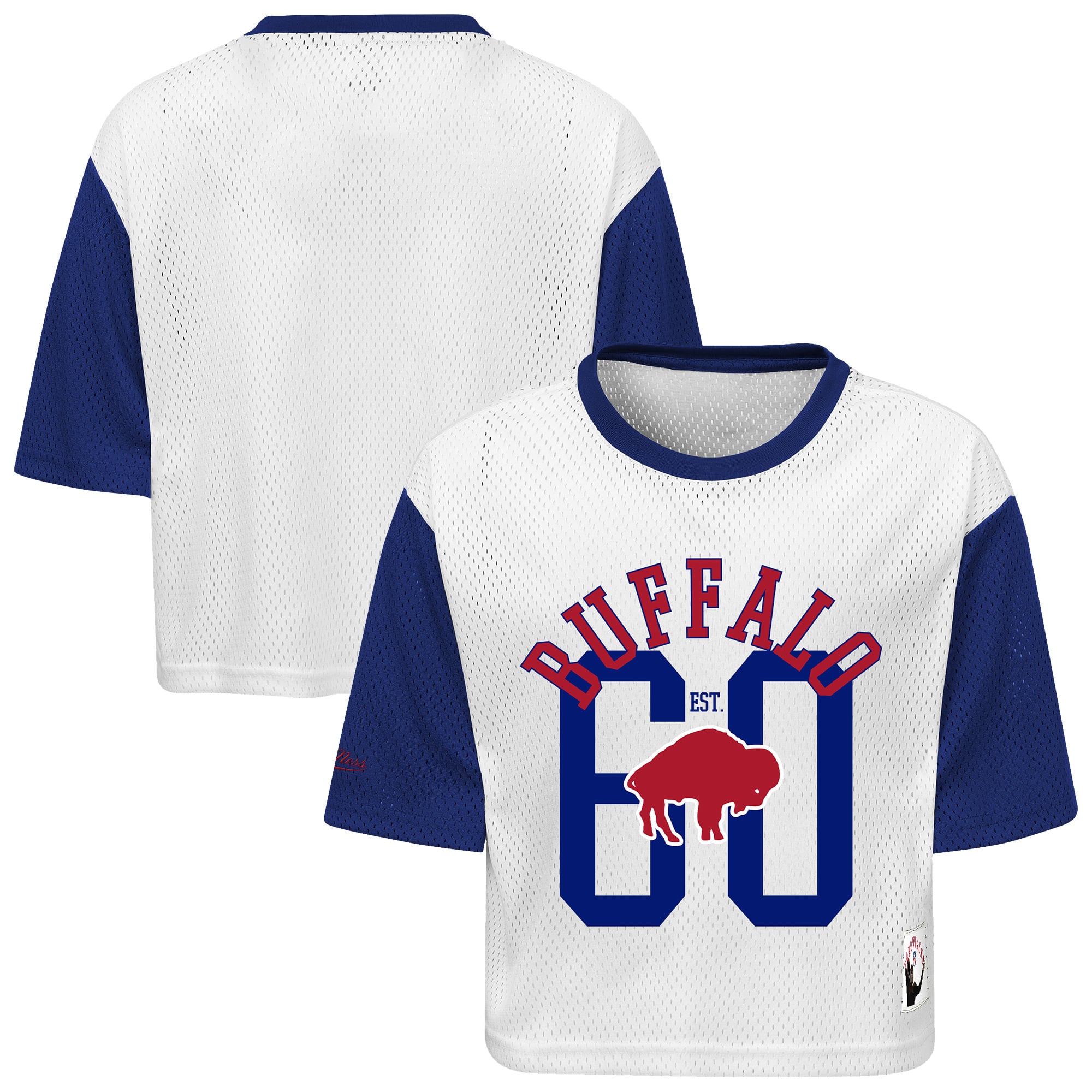 T-shirt court à manches courtes Mitchell & Ness pour filles, motif Buffalo Bills, blanc, les jours de match.
