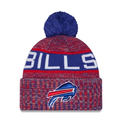 Buffalo Bills New Era Girls Youth Tri-Color Cuffed Knit Hat with Pom - Red