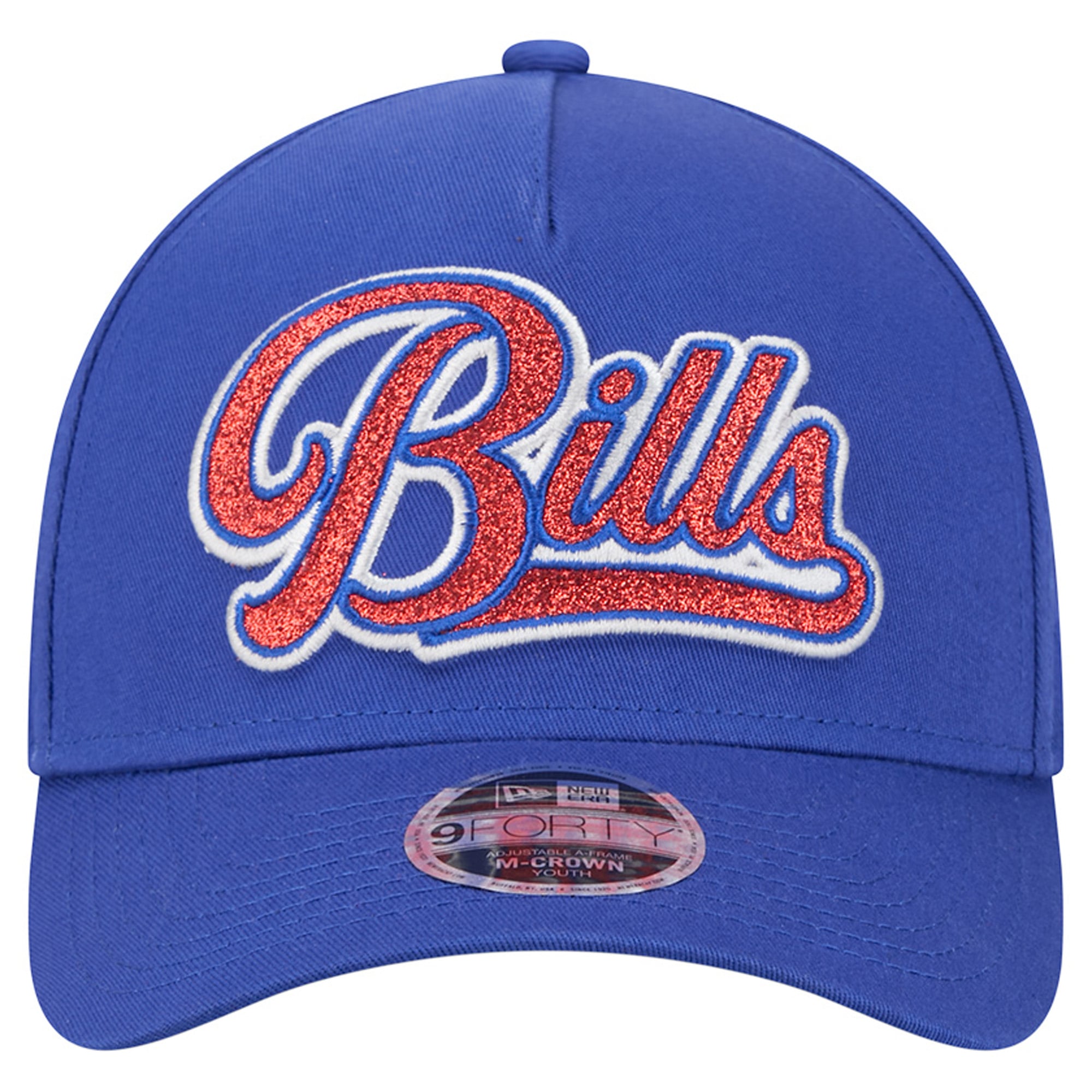Casquette ajustable New Era Royal Buffalo Bills Glitz 9FORTY pour filles et jeunes