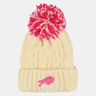 Buffalo Bills Outerstuff Girls Youth Cable Cuffed Knit Hat with Pom - Cream
