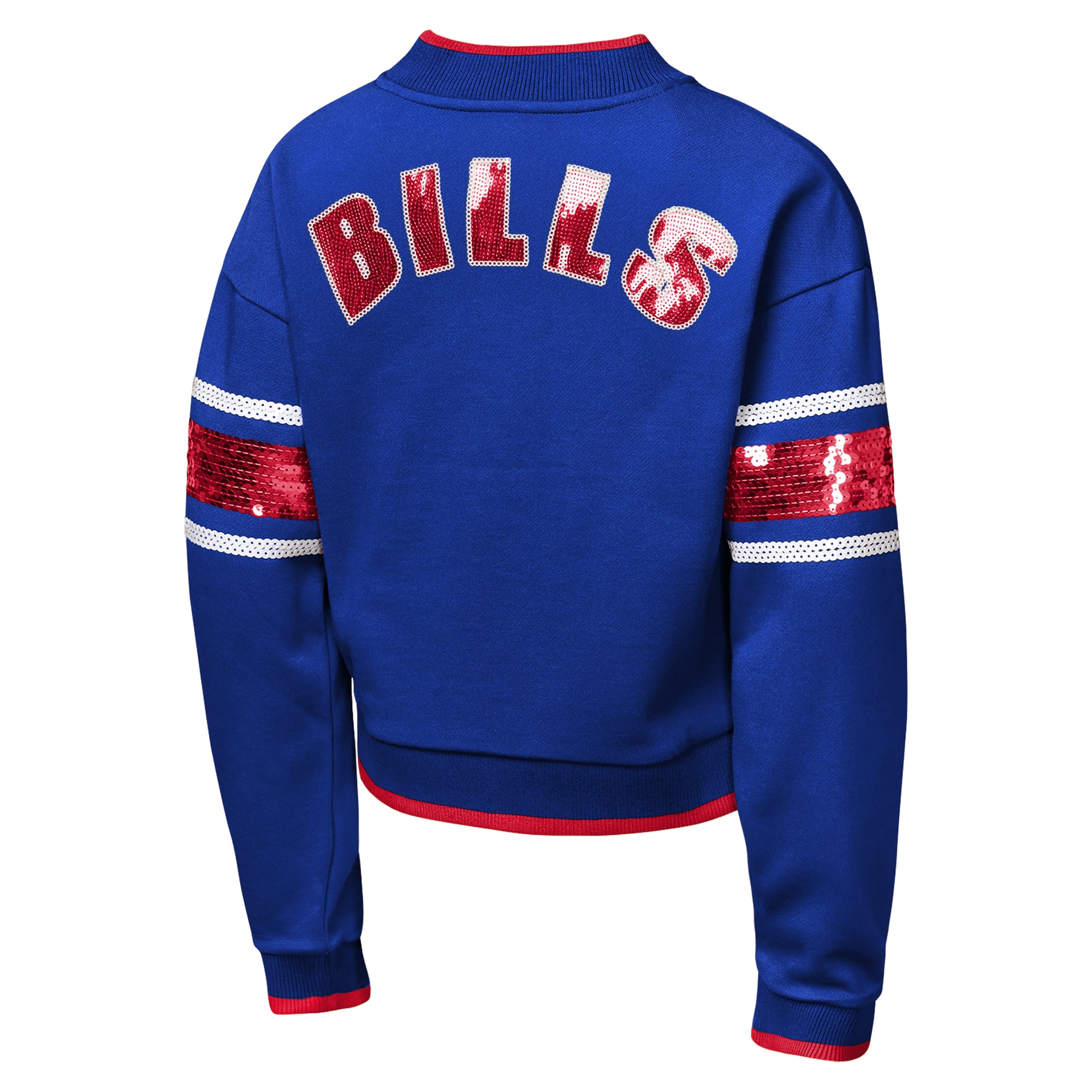 Girls Youth Outerstuff Royal Buffalo Bills MVP Full-Zip Sequin Bomber Jacket