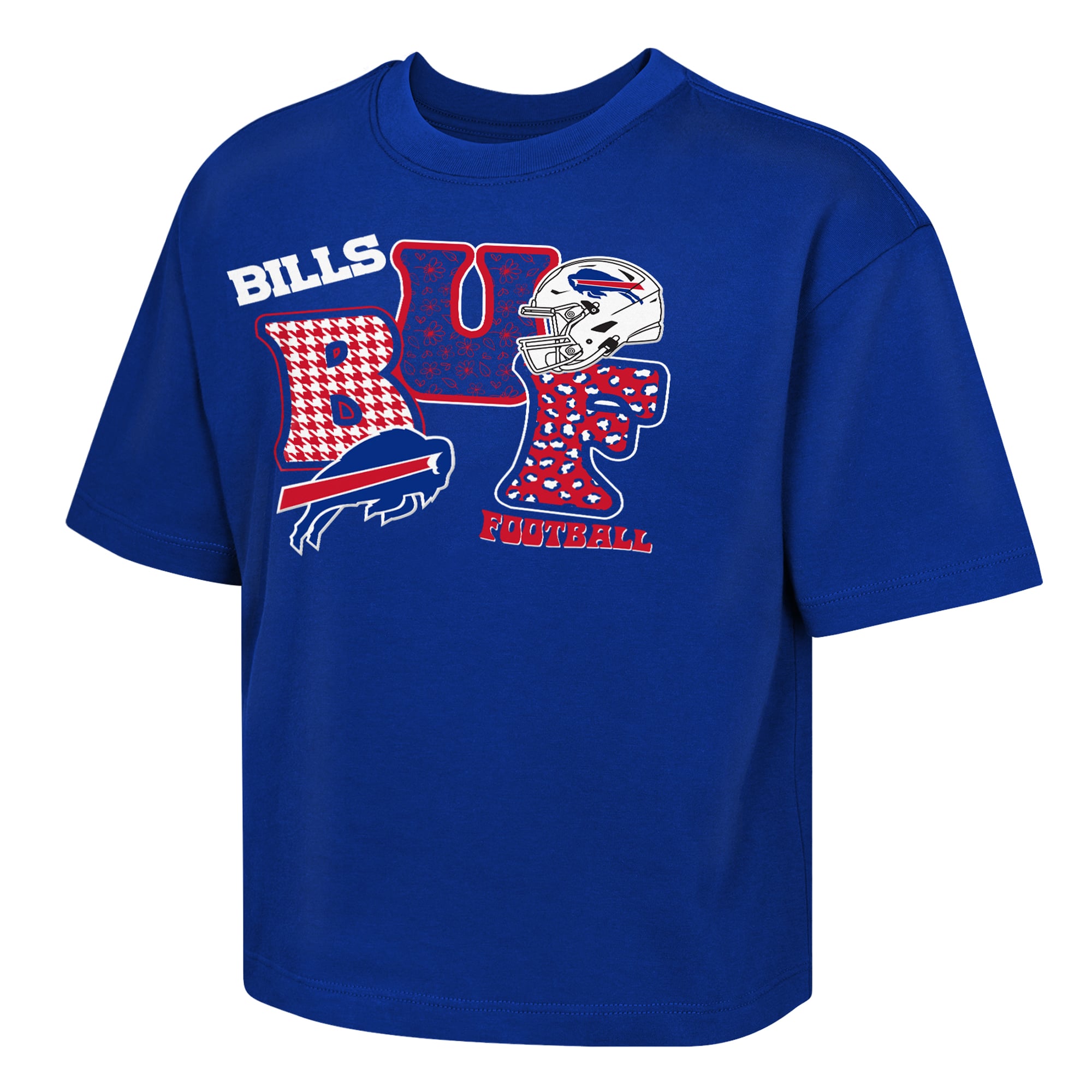 Girls Youth Outerstuff  Royal Buffalo Bills Team Quilt Boxy T-Shirt