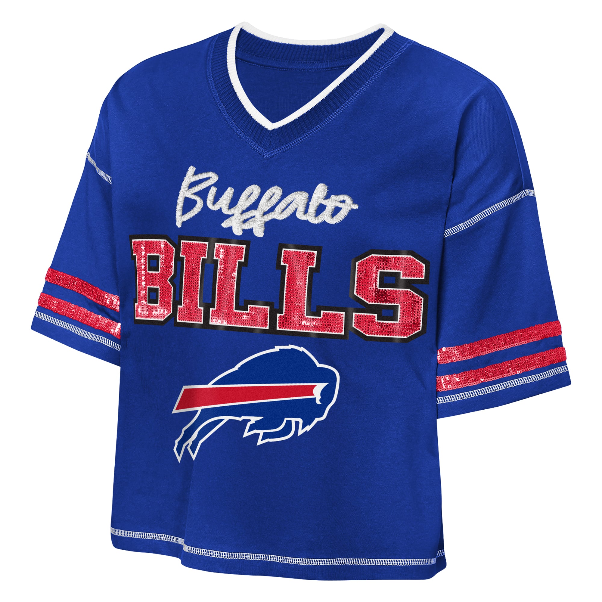 Girls Youth Outerstuff Royal Buffalo Bills Toe Tap Sequin T-Shirt