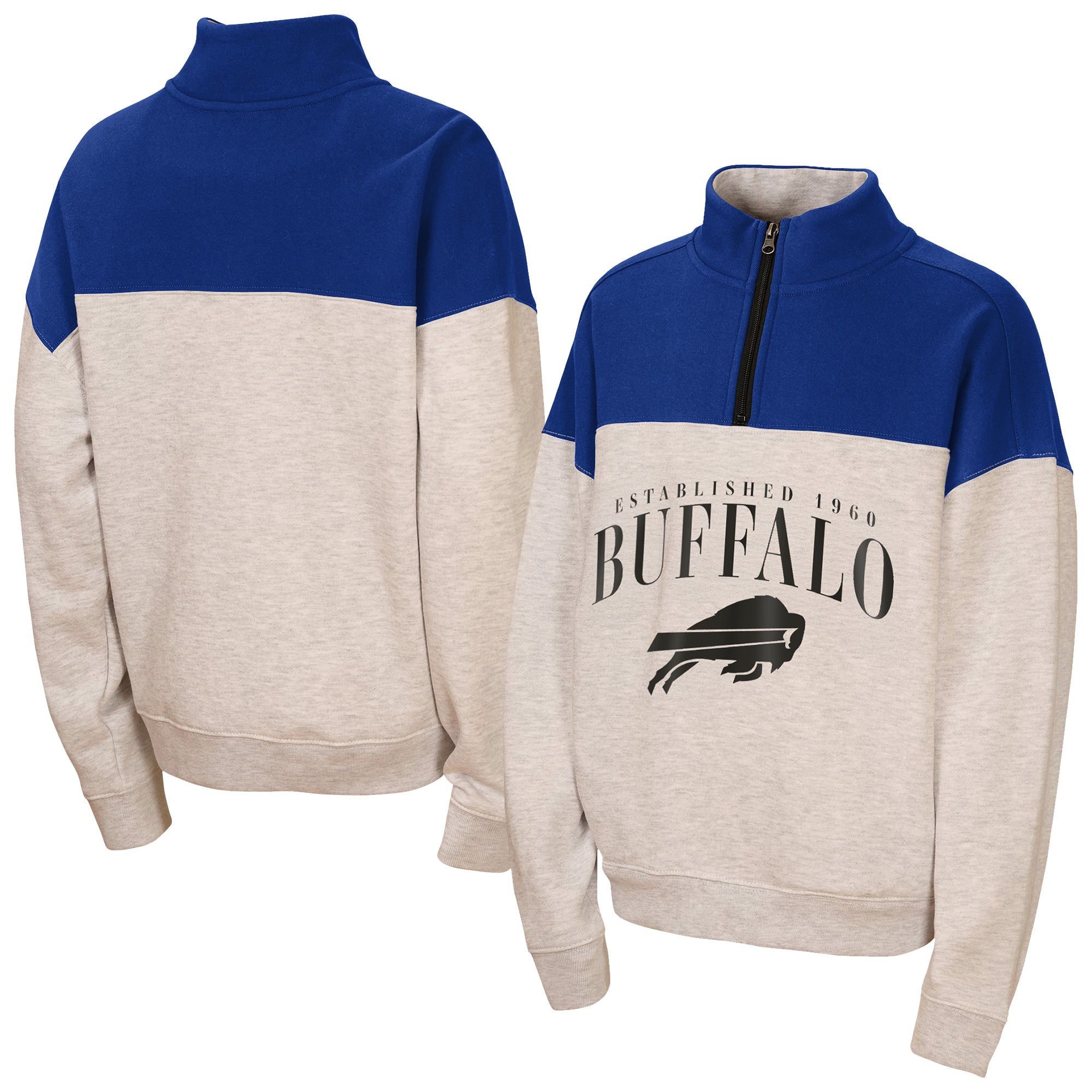 Sweat-shirt à demi-zip gris chiné Buffalo Bills Blitz de la marque Girls Youth WEAR by Erin Andrews