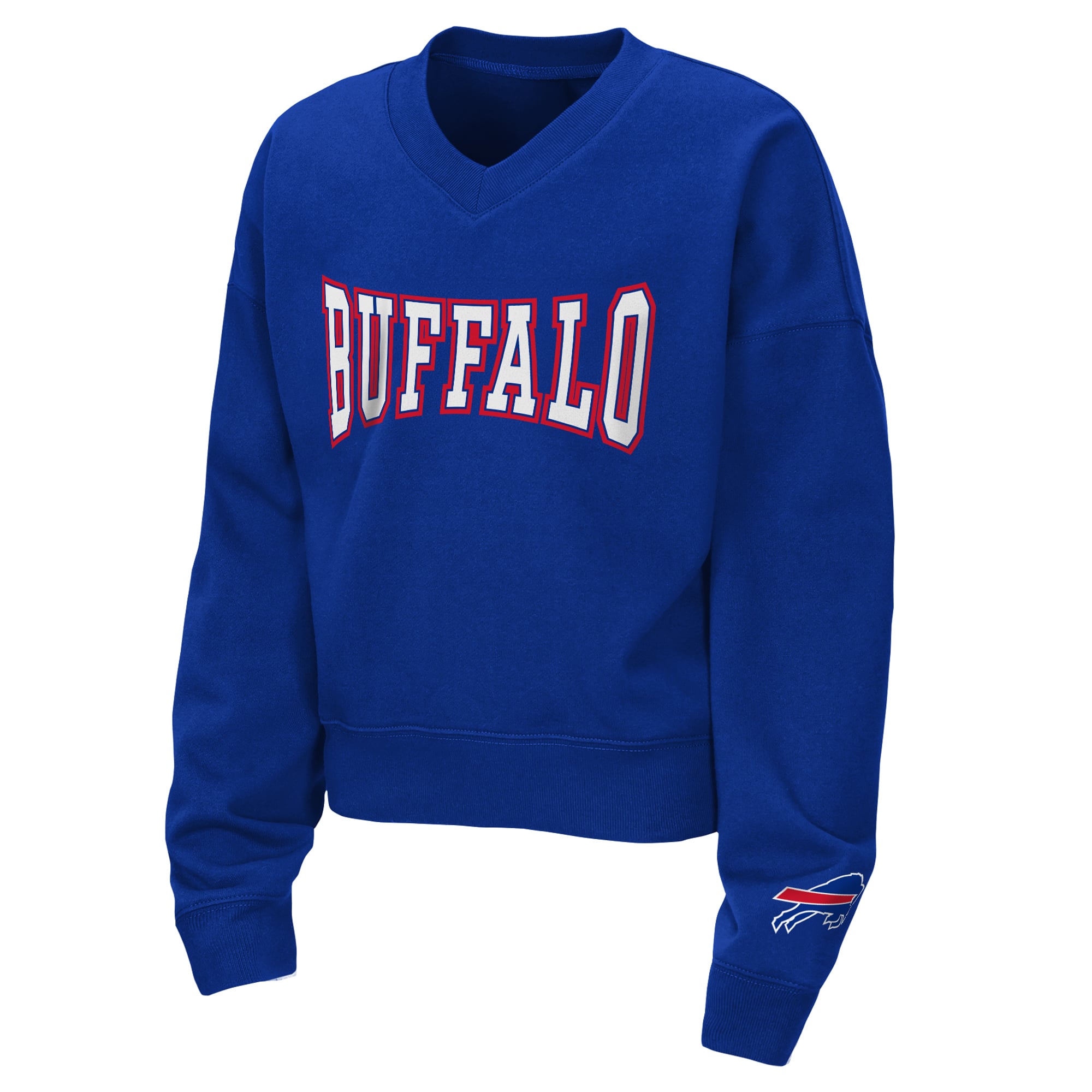 Ensemble sweat-shirt à col en V et short polaire Red Zone des Royal Buffalo Bills pour jeunes filles par Erin Andrews
