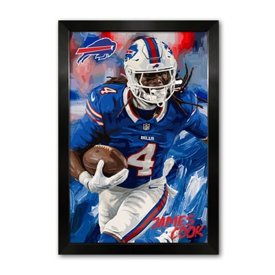 James Cook Buffalo Bills 14" x 20" Framed Football Player Action Portrait – Artist Series Print