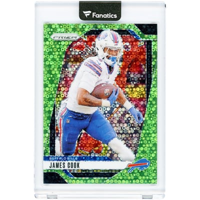 James Cook Buffalo Bills 2024 Panini Prizm Lime Green Disco Prizm #29 #8/10 Card