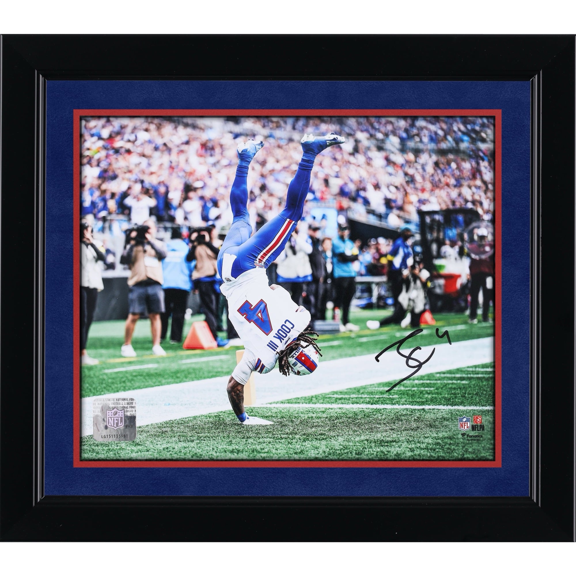James Cook III Buffalo Bills Autographed 8" x 10" One Handed Flip Photograph