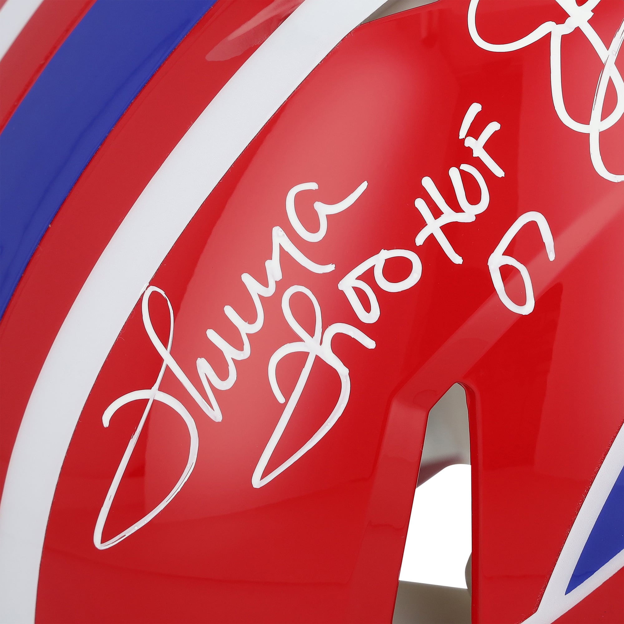 Casque Riddell authentique rétro Speed ​​1987-2001, signé par Jim Kelly, Thurman Thomas et Andre Reed des Buffalo Bills, avec plusieurs inscriptions.