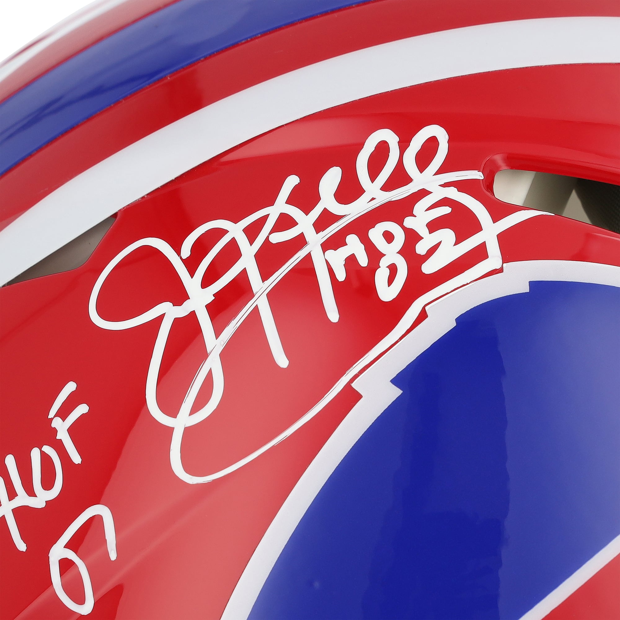 Casque Riddell authentique rétro Speed ​​1987-2001, signé par Jim Kelly, Thurman Thomas et Andre Reed des Buffalo Bills, avec plusieurs inscriptions.