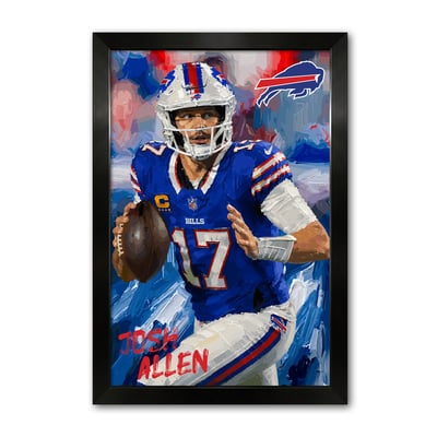 Josh Allen Buffalo Bills 14" x 20" Framed Football Player Action Portrait – Artist Series Print