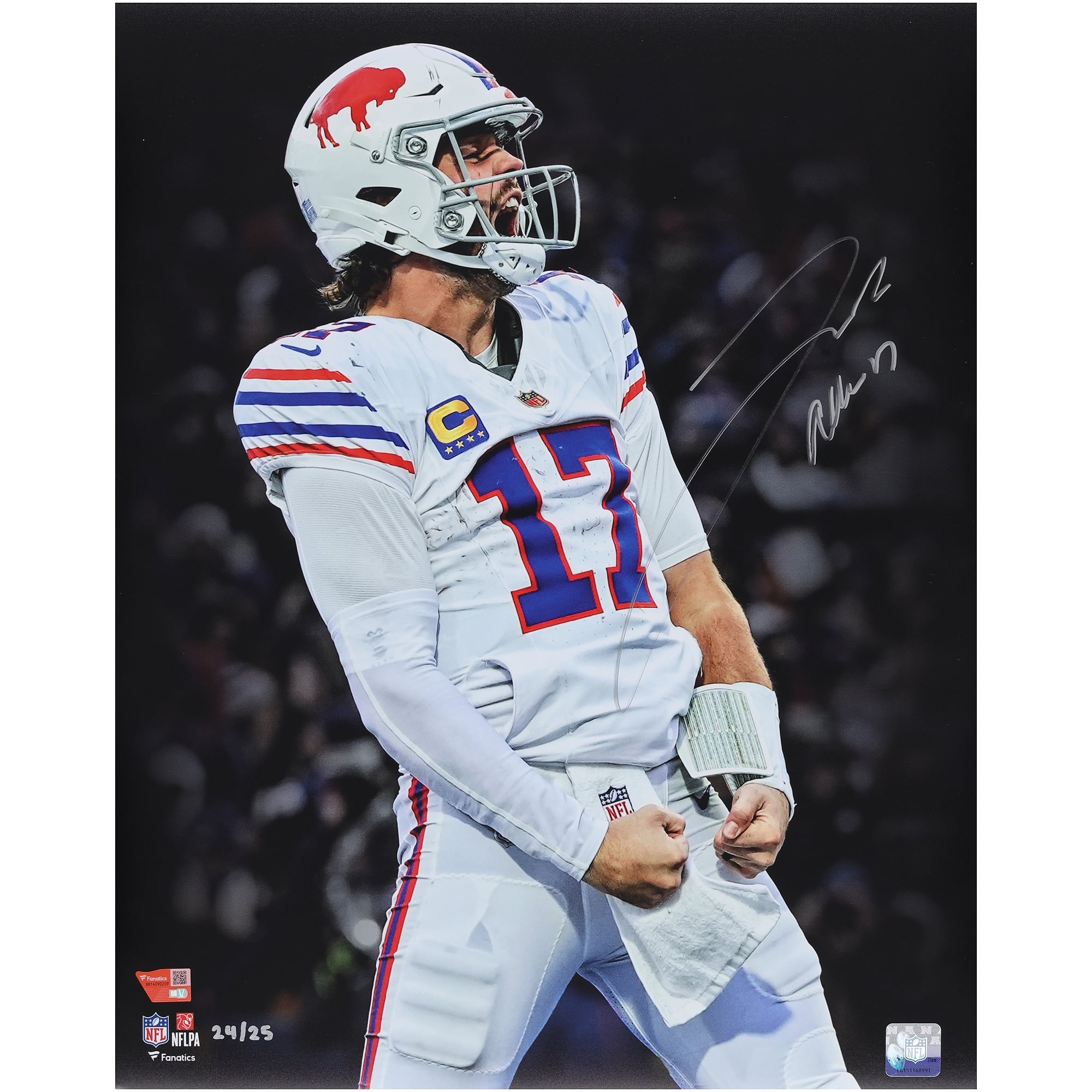 Photo dédicacée de Josh Allen (Buffalo Bills) - 40,6 x 50,8 cm (édition limitée à 25 exemplaires)