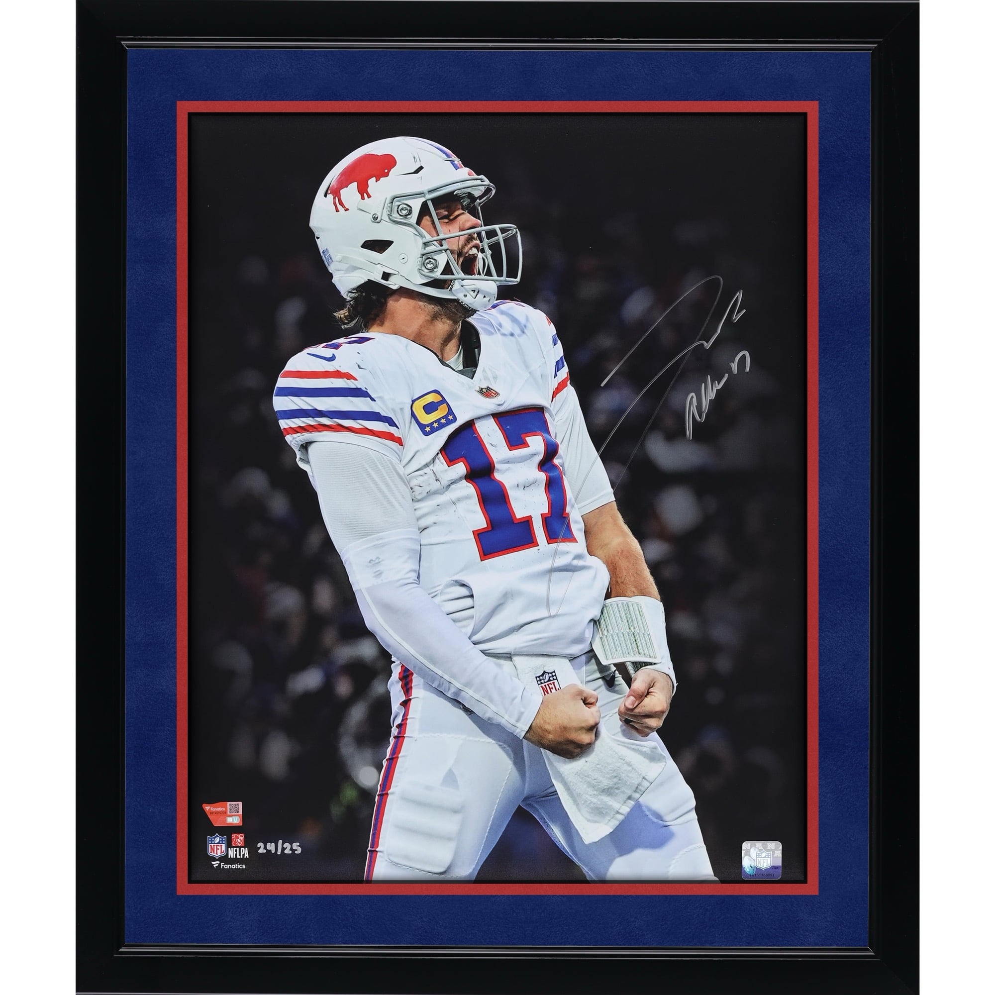 Photo dédicacée de Josh Allen (Buffalo Bills) - 40,6 x 50,8 cm (édition limitée à 25 exemplaires)