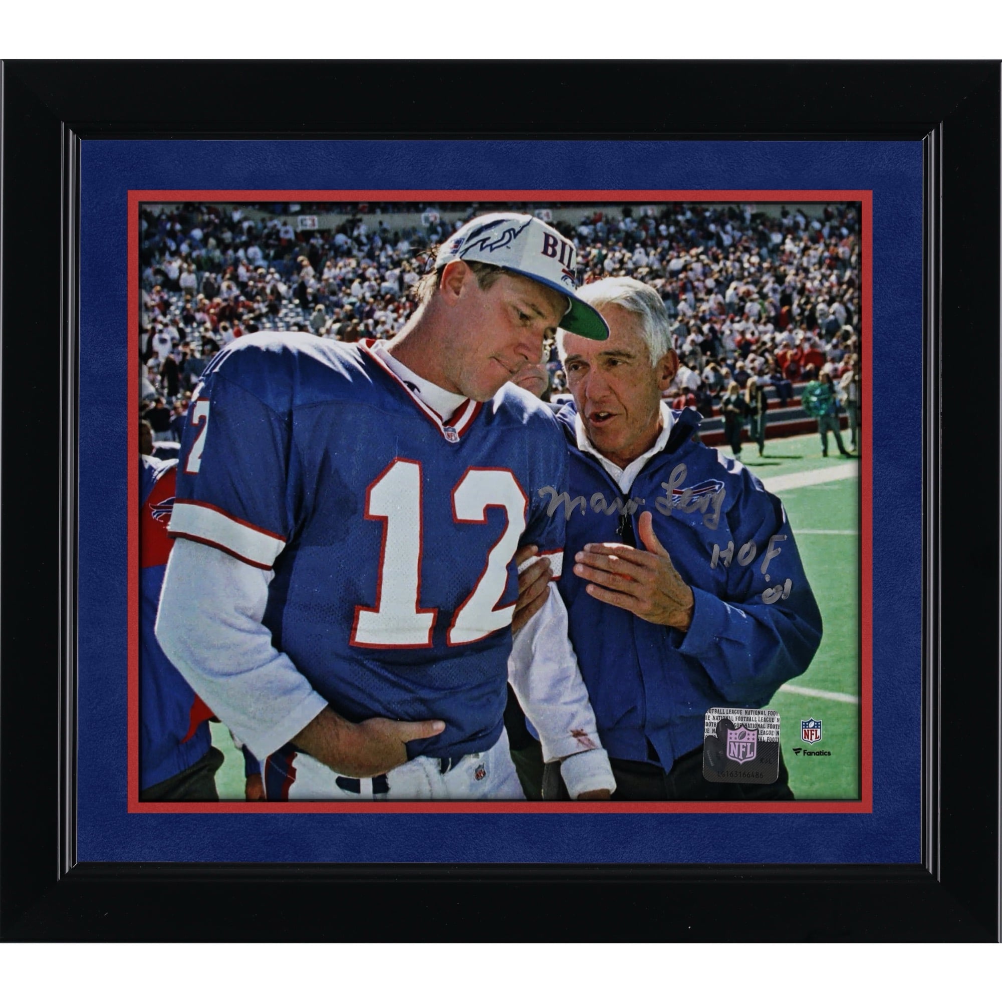 Marv Levy Buffalo Bills Autographed 8" x 10" Talking to Kelly Photograph with "HOF 01" Inscription