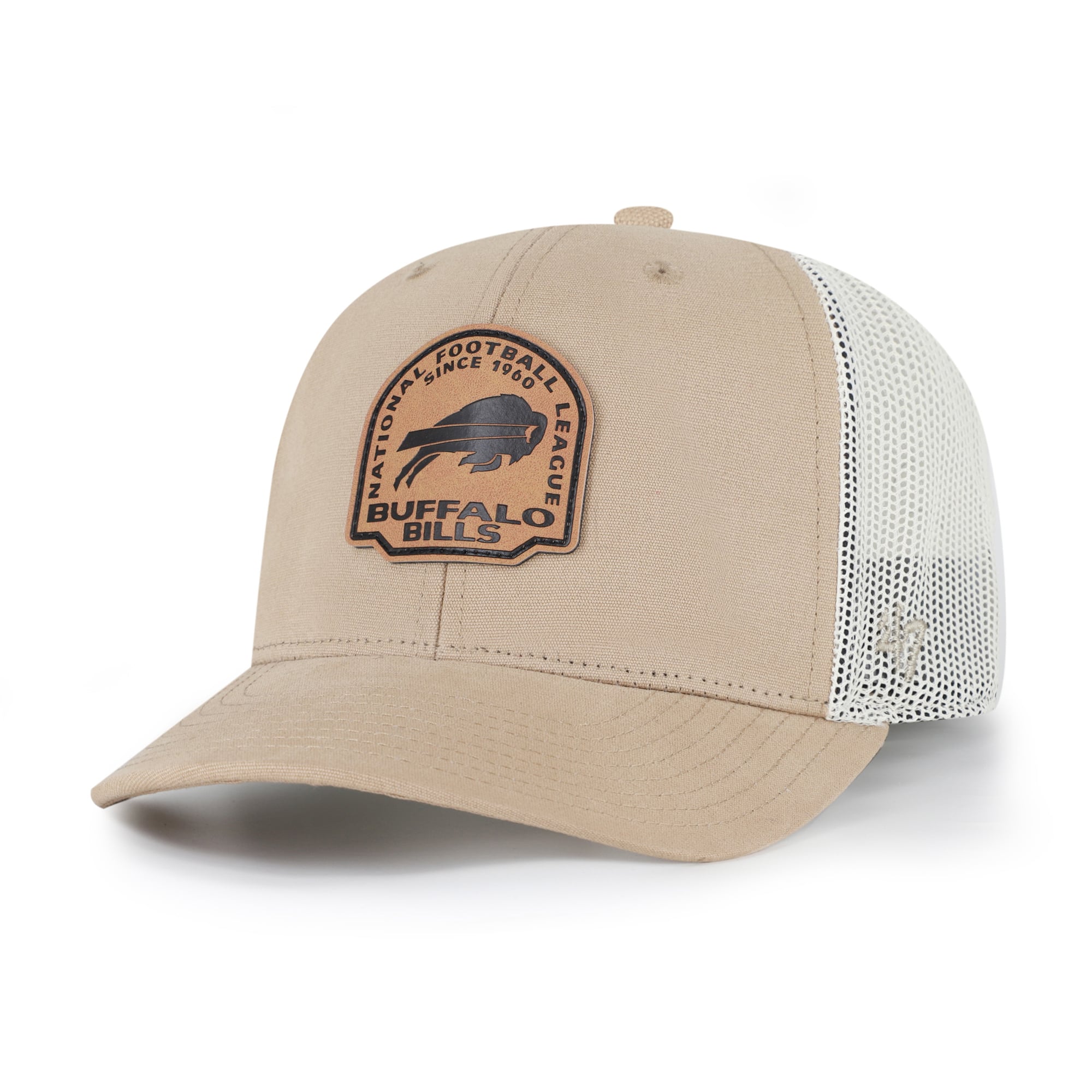 Casquette trucker ajustable en cuir kaki Buffalo Bills '47 pour homme