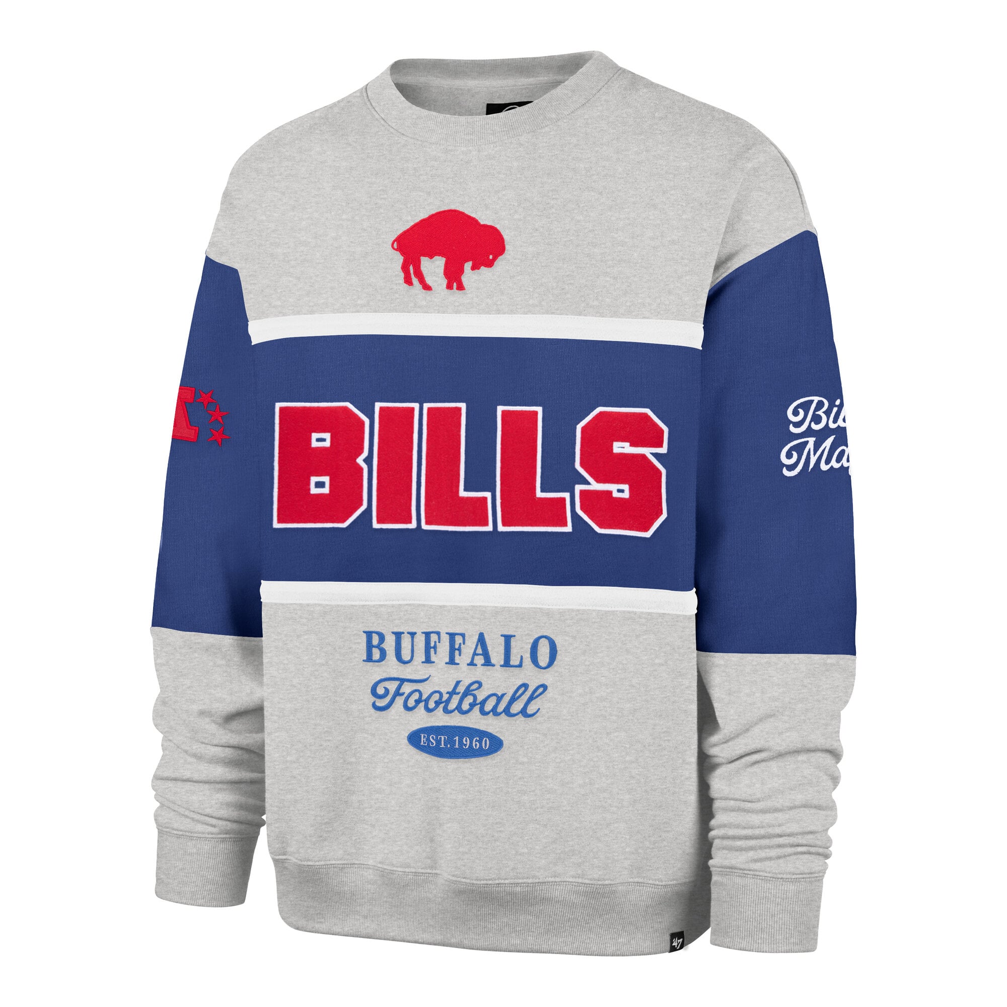 Sweat-shirt homme '47 Royal/Gris chiné Buffalo Bills Blockfield Maximalist