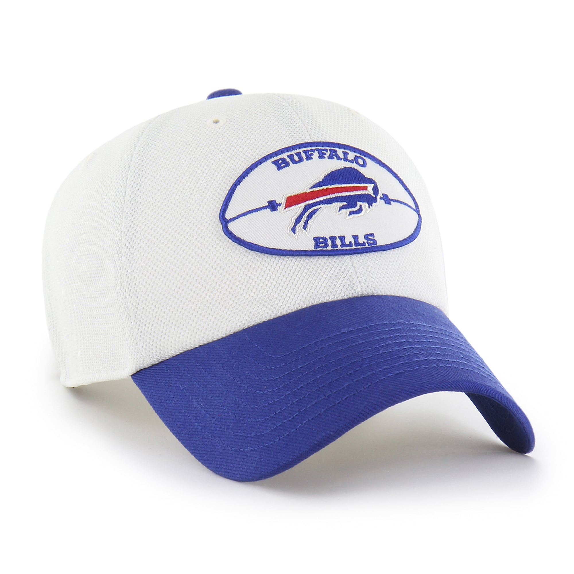 Men's '47 White/Royal Buffalo Bills Pique Patch Clean Up Adjustable Hat