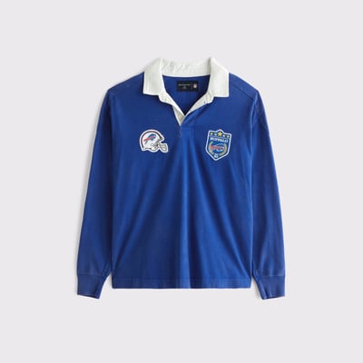  Buffalo Bills Abercrombie & Fitch Heavyweight Knit Rugby Shirt - Blue