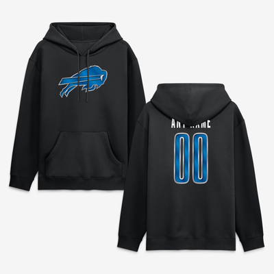 Buffalo Bills  Metallic Mascot Personalized Name & Number Hoodie - Black