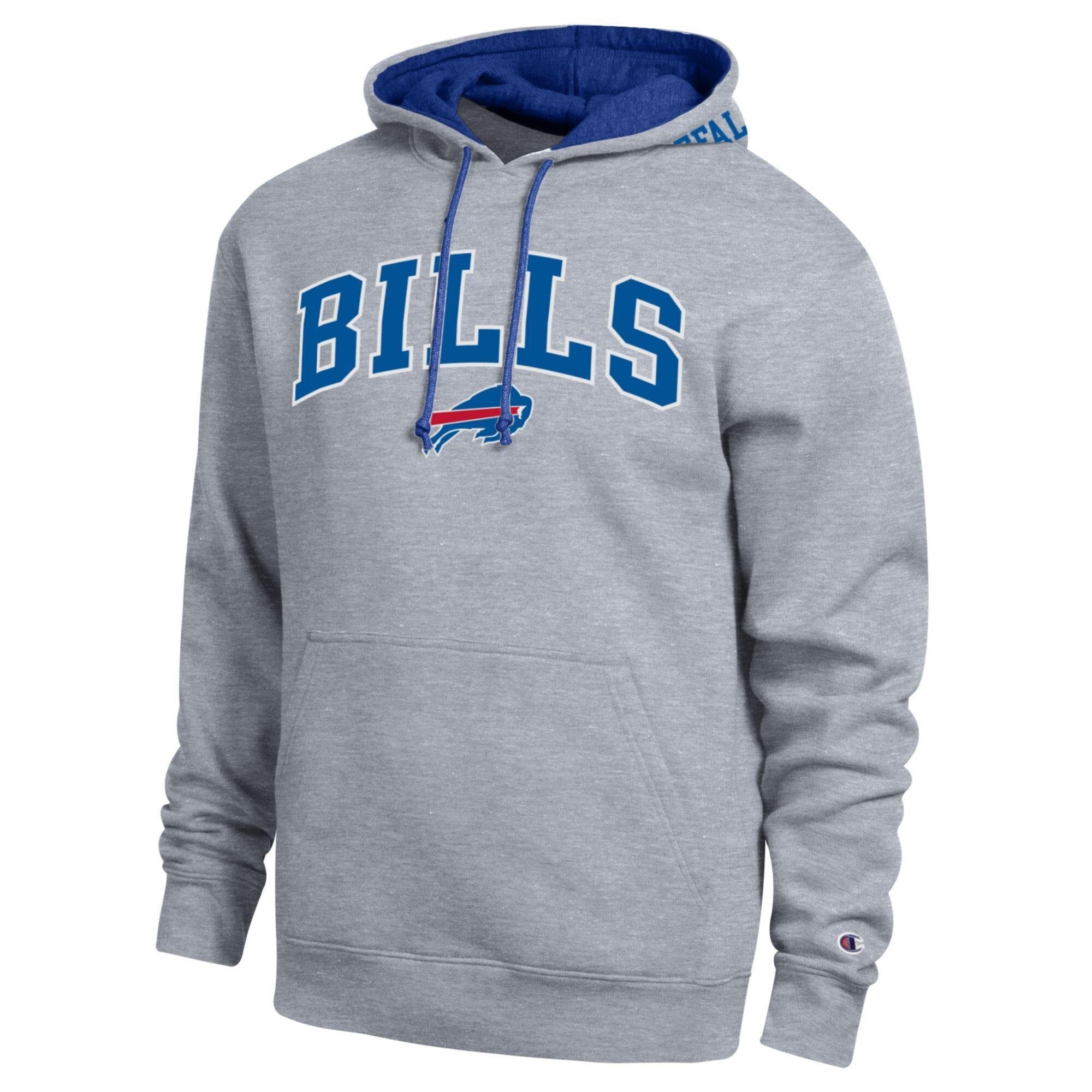 Men's Champion Heather Gray/Royal Buffalo Bills Contrast Hoodie