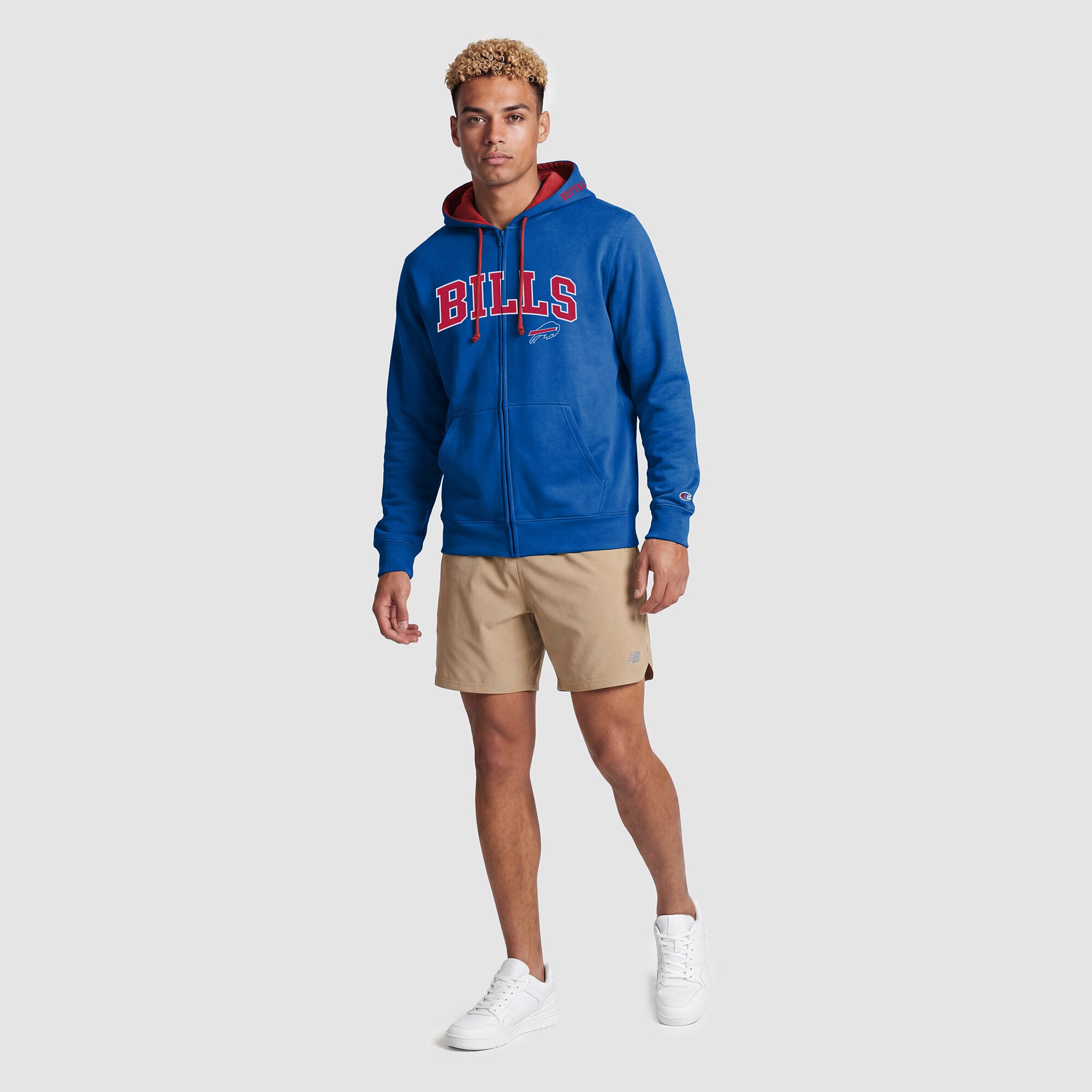 Men's Champion  Royal/Red Buffalo Bills Full-Zip Hoodie