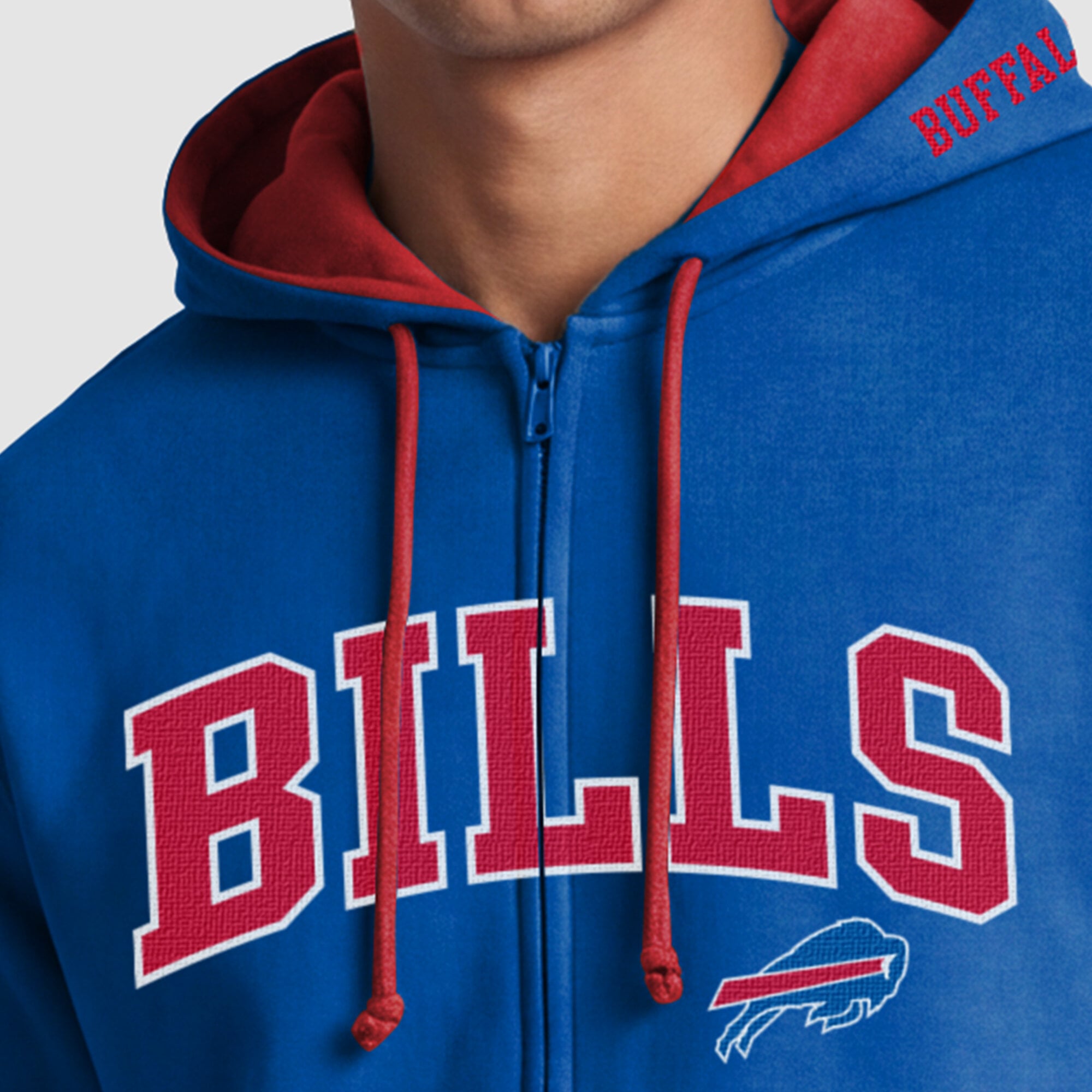 Men's Champion  Royal/Red Buffalo Bills Full-Zip Hoodie