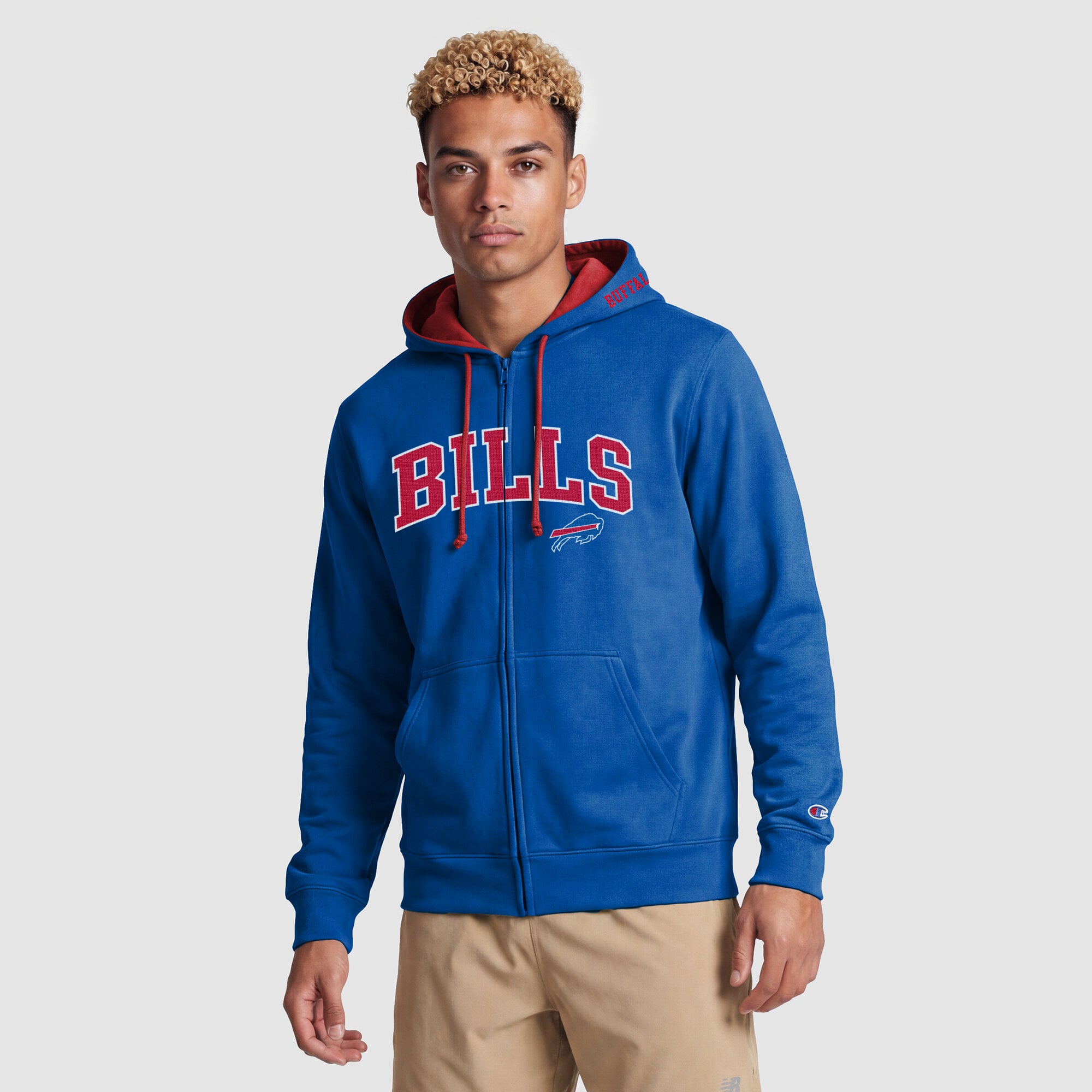 Men's Champion Royal/Red Buffalo Bills Full-Zip Hoodie