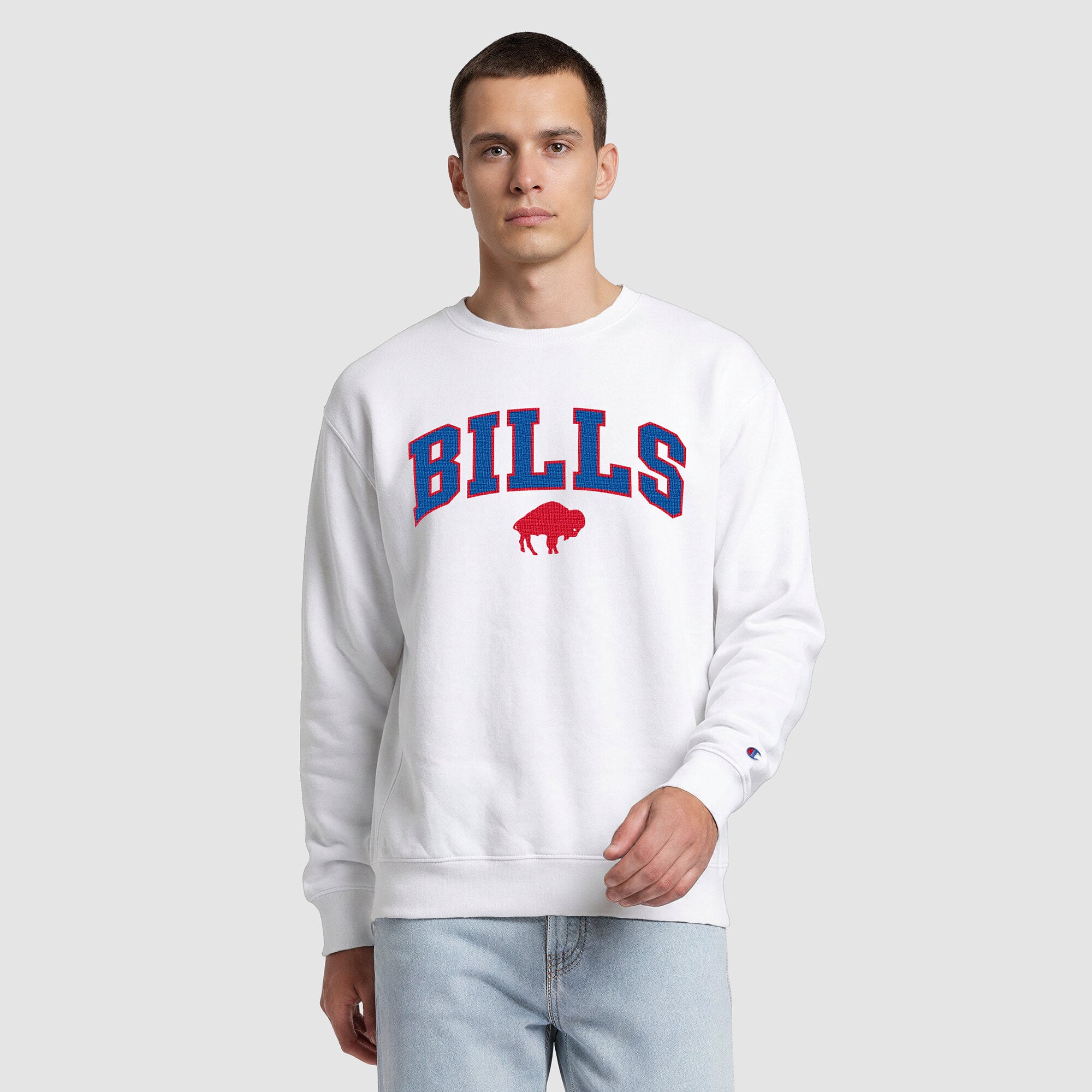 Sweat-shirt Champion blanc à doublure contrastée pour homme