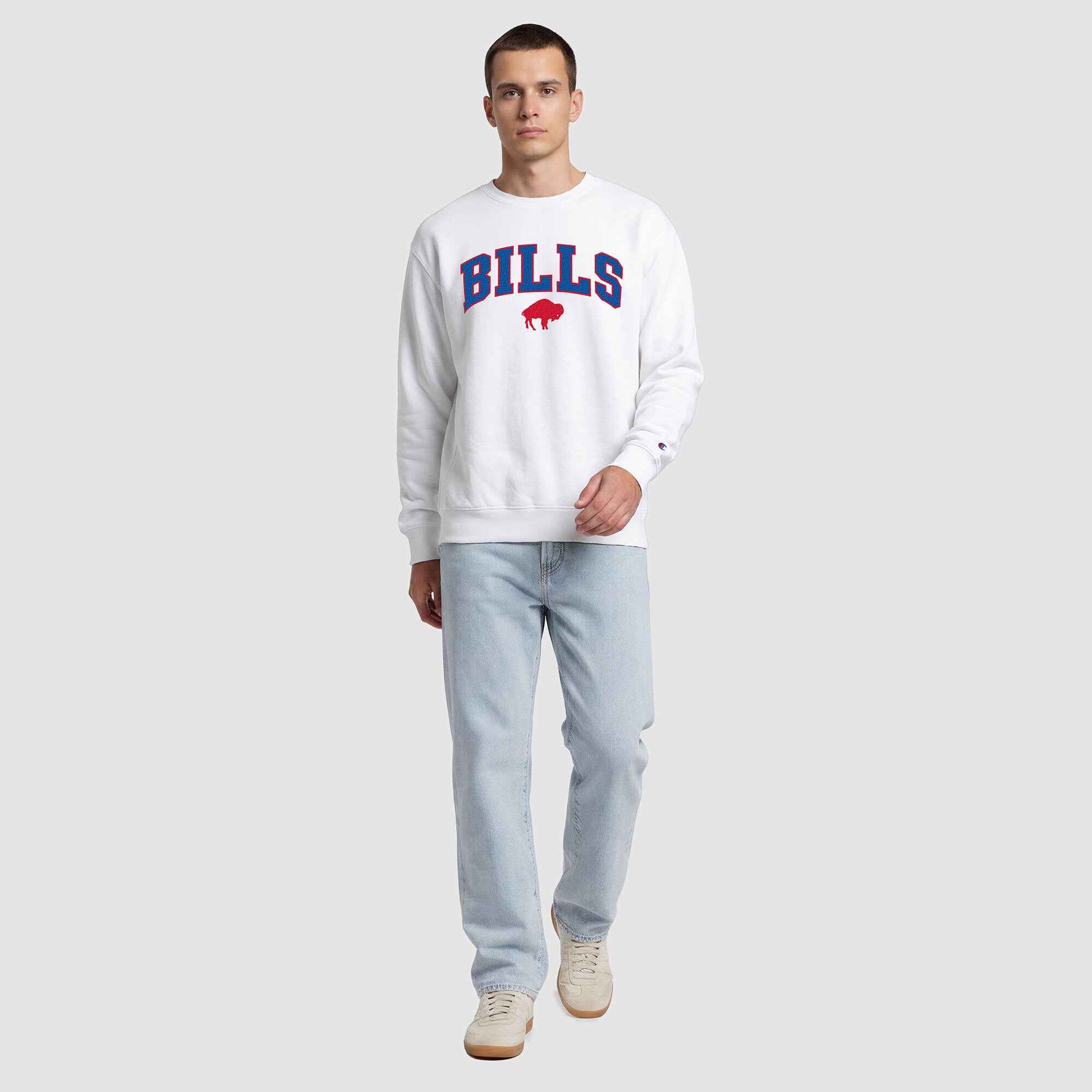 Sweat-shirt Champion blanc à doublure contrastée pour homme