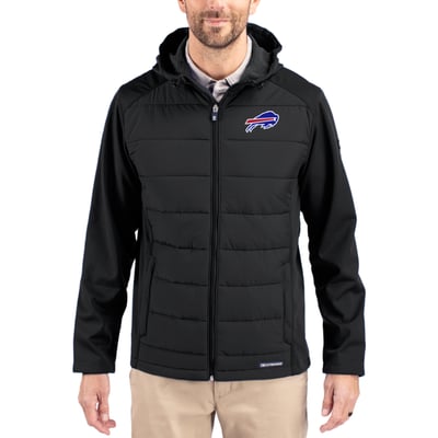 Buffalo Bills Cutter & Buck  Evoke PrimaLoft Hybrid Eco Softshell Recycled Full-Zip Hooded Jacket - Black