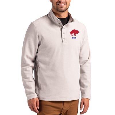 Buffalo Bills Cutter & Buck Hunts Point Eco Textured Fleece Recycled Half-Snap Sweatshirt - Gray