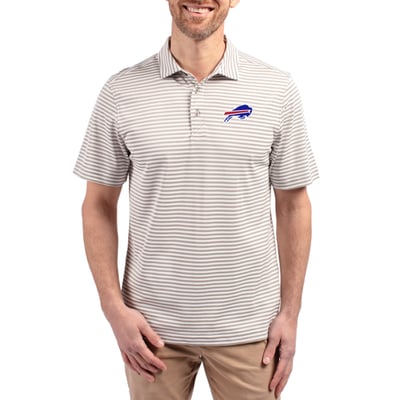 Buffalo Bills Cutter & Buck Virtue Eco Pique Stripe Recycled Polo - Gray