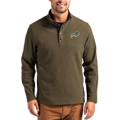 Buffalo Bills Cutter & Buck Hunts Point Eco Textured Fleece Recycled Half-Snap Sweatshirt - Green