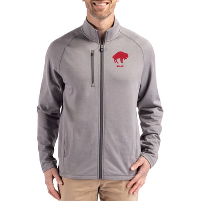 Buffalo Bills Cutter & Buck Peshastin Eco Fleece Recycled Raglan Tri-Blend Full-Zip Jacket -  Heather Gray
