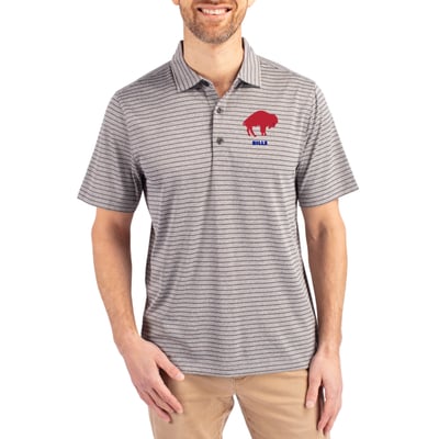  Buffalo Bills Cutter & Buck Throwback Forge Eco Heather Stripe Stretch Recycled Polo - Heather Gray