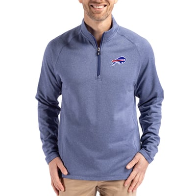 Buffalo Bills Cutter & Buck Peshastin Eco Fleece Tri-Blend Raglan Recycled Quarter-Zip Jacket -  Heather Royal