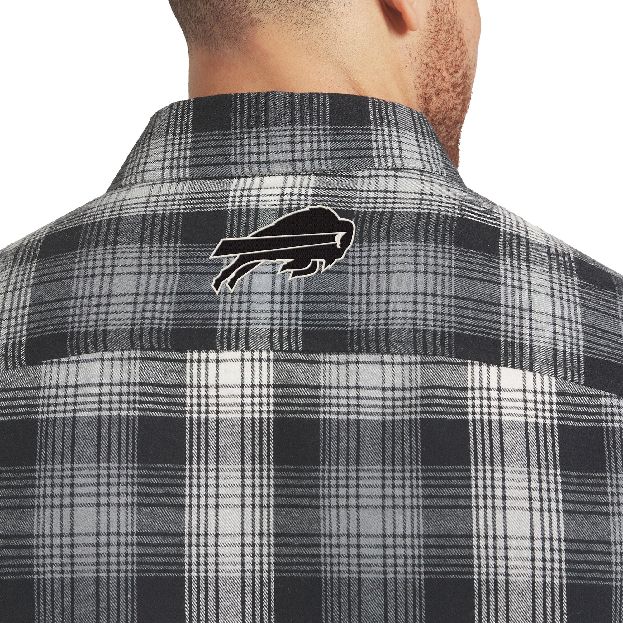 Men's Darius Rucker Collection by Fanatics Black Buffalo Bills Flannel Plaid Long Sleeve Button Up Shirt